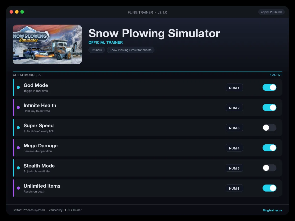Snow Plowing Simulator Trainer interface