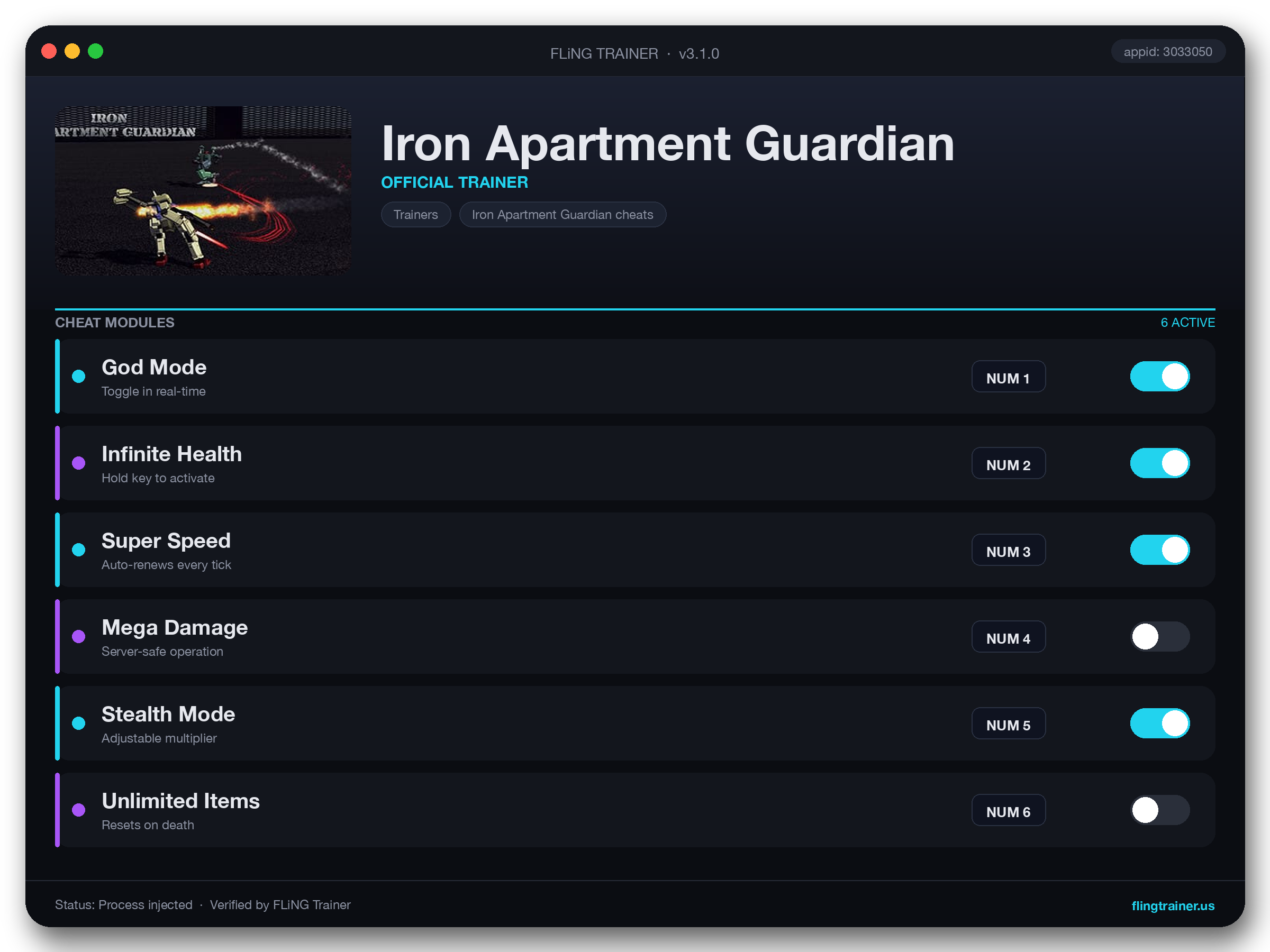 Iron Apartment Guardian Trainer interface