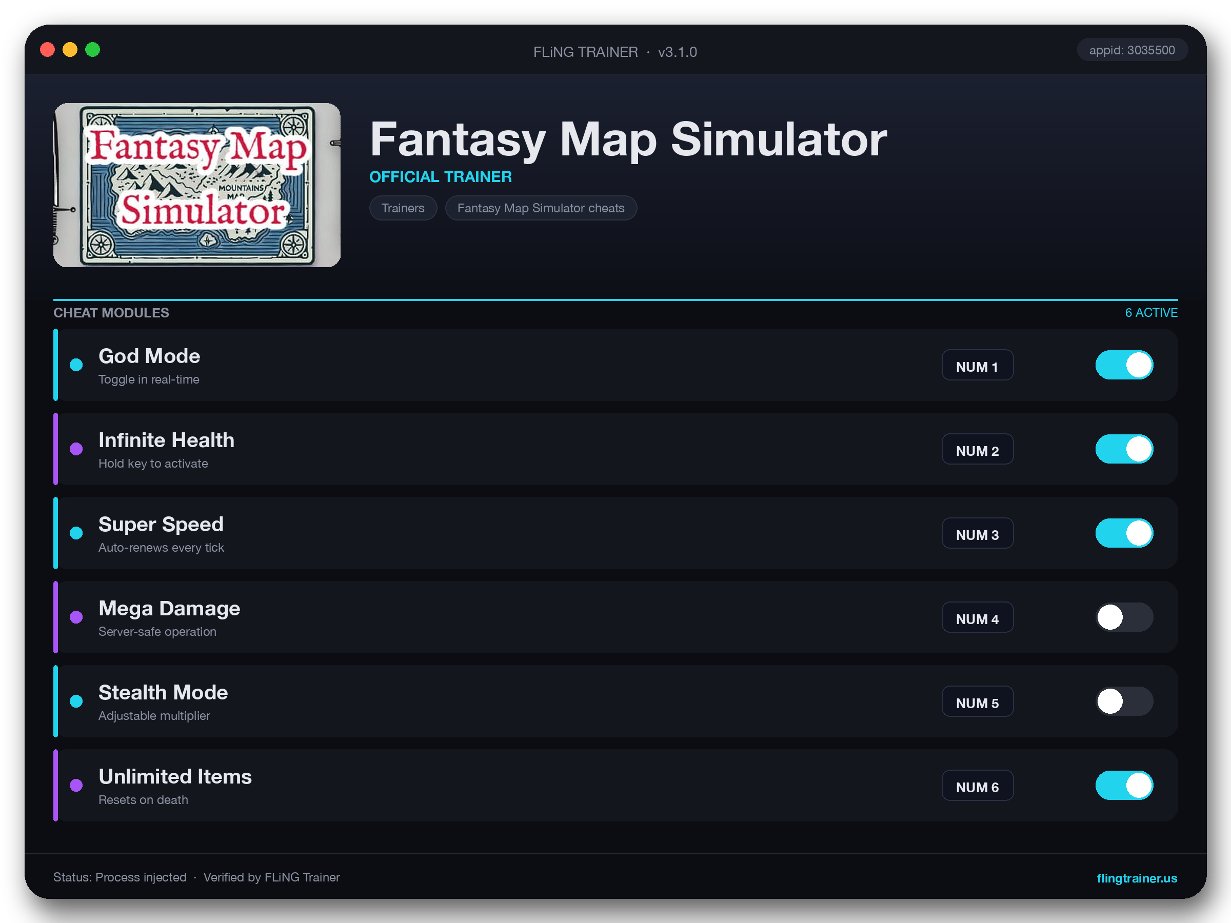 Fantasy Map Simulator Trainer interface