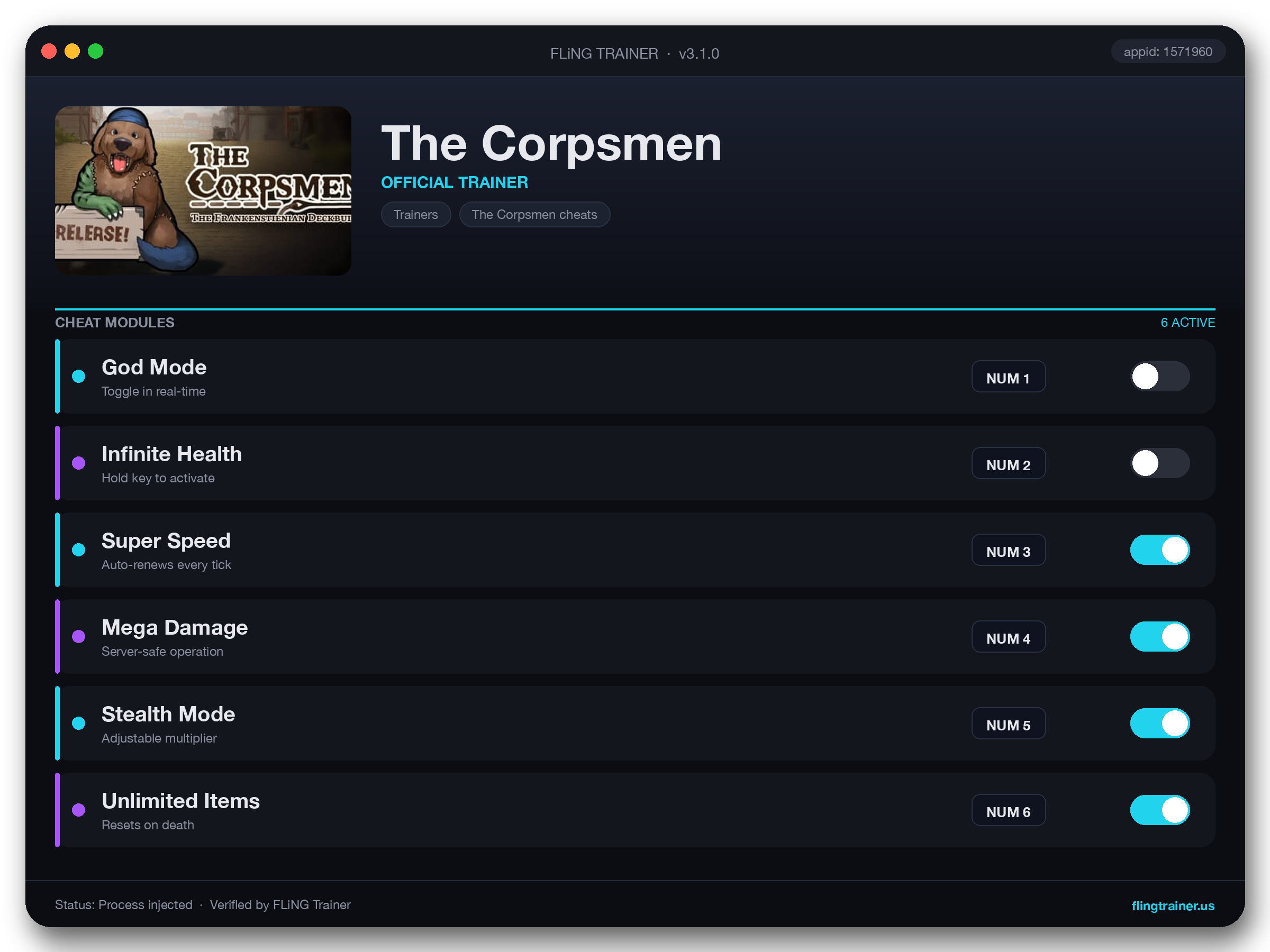 The Corpsmen Trainer interface