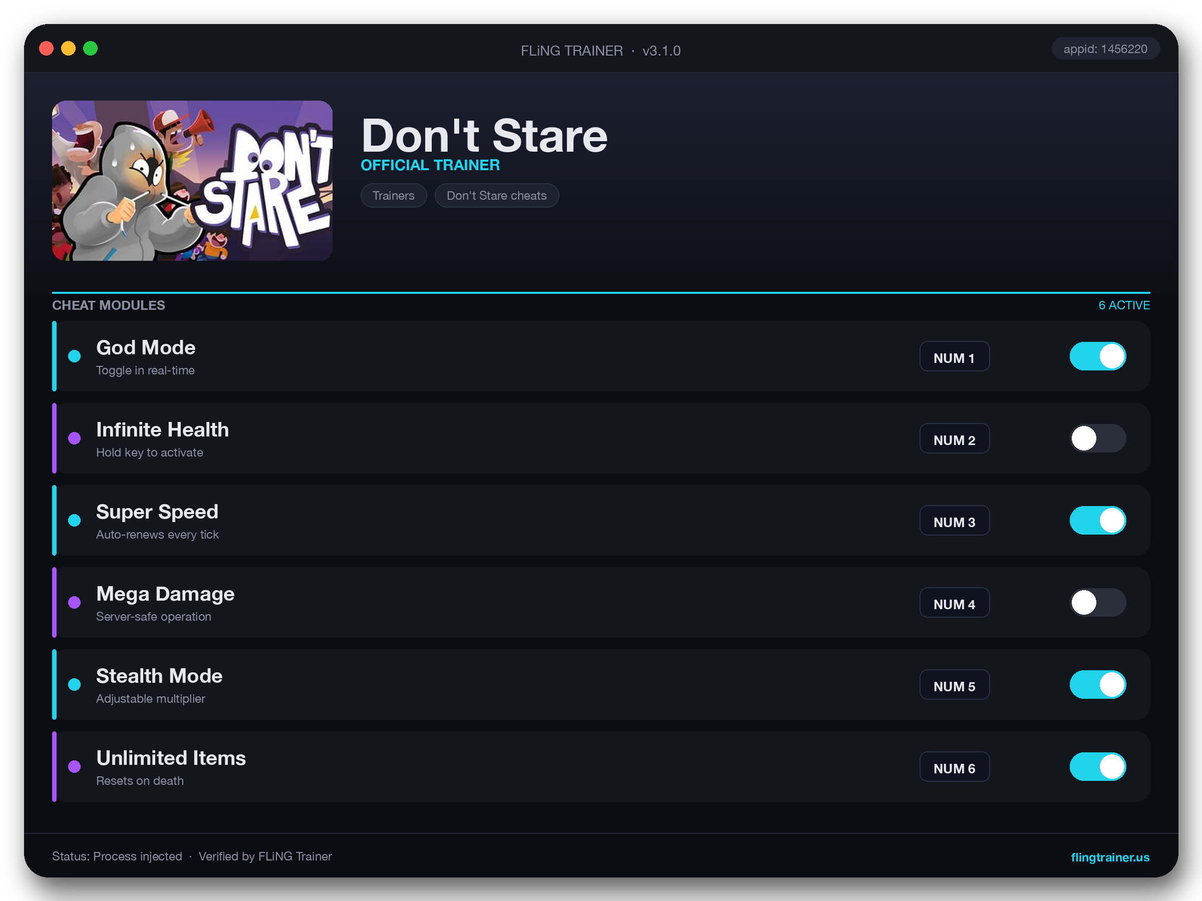 Don't Stare Trainer interface