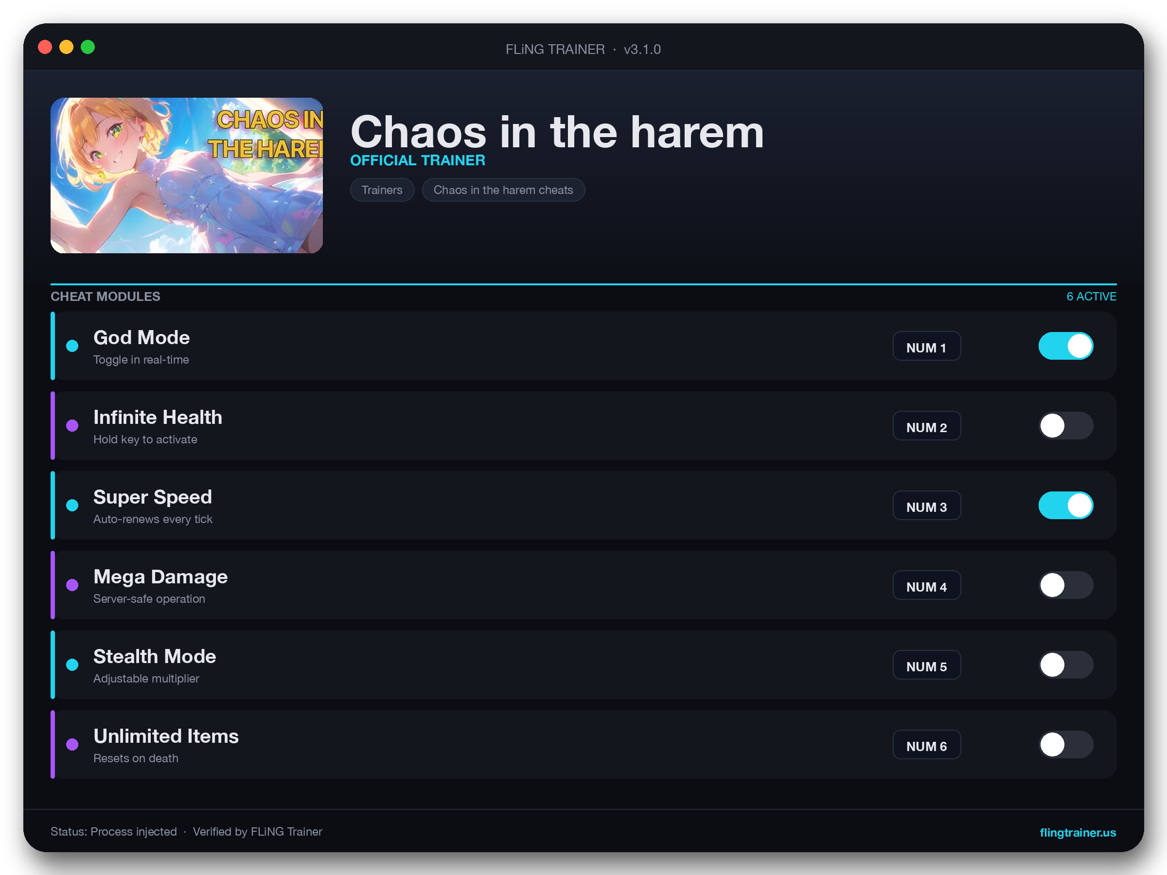 Chaos in the harem Trainer interface