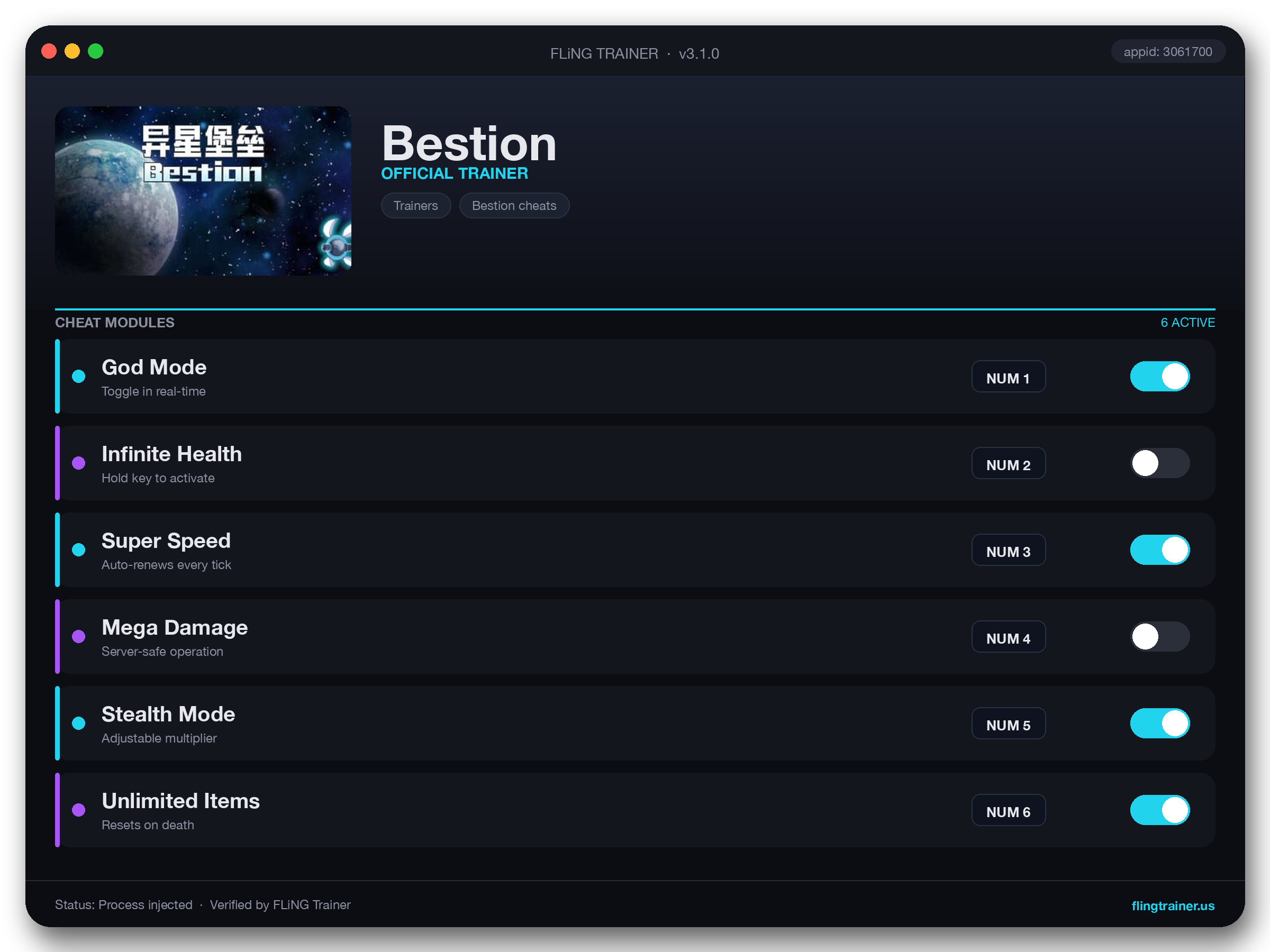 Bestion Trainer interface