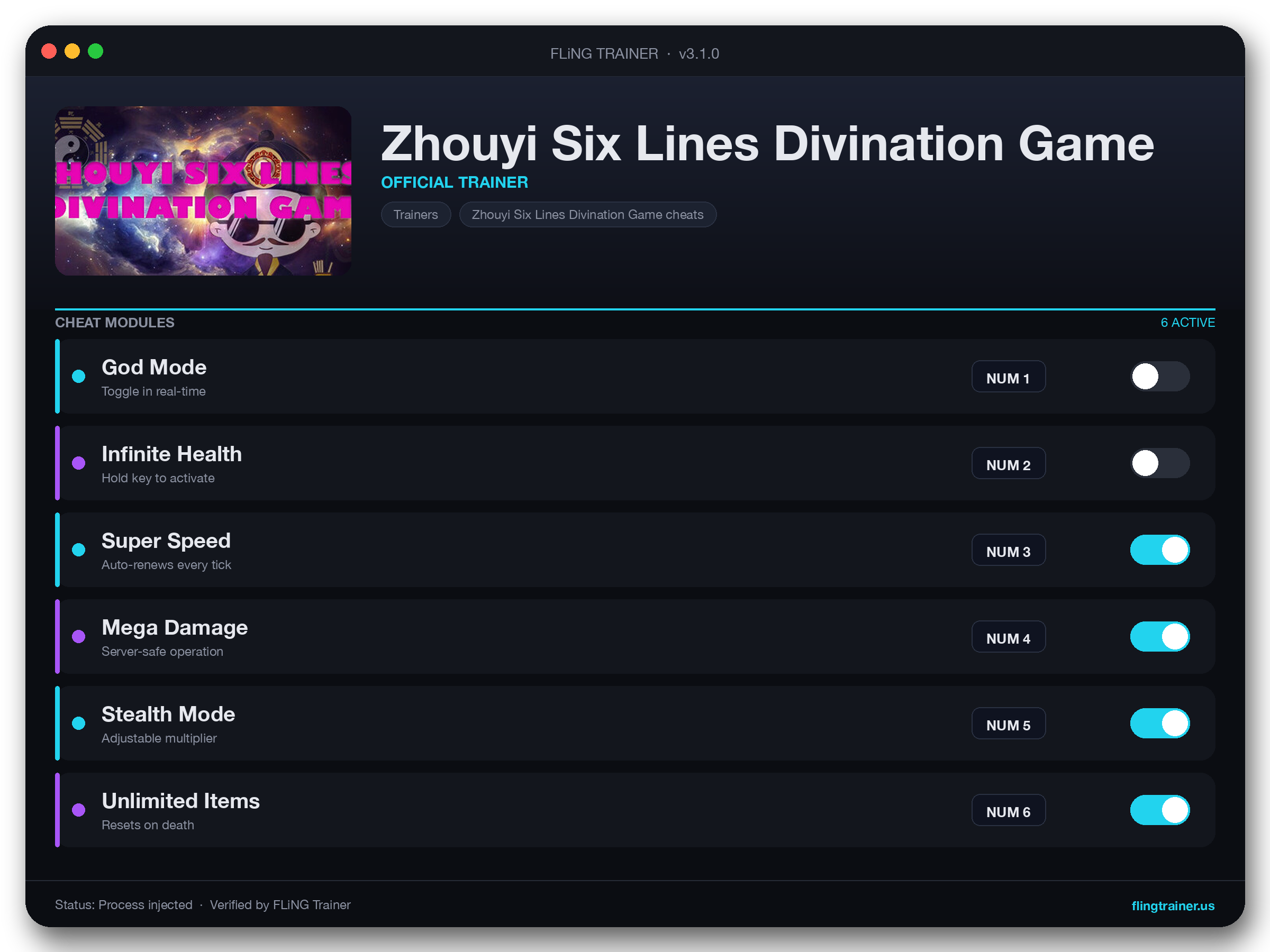 Zhouyi Six Lines Divination Game Trainer interface