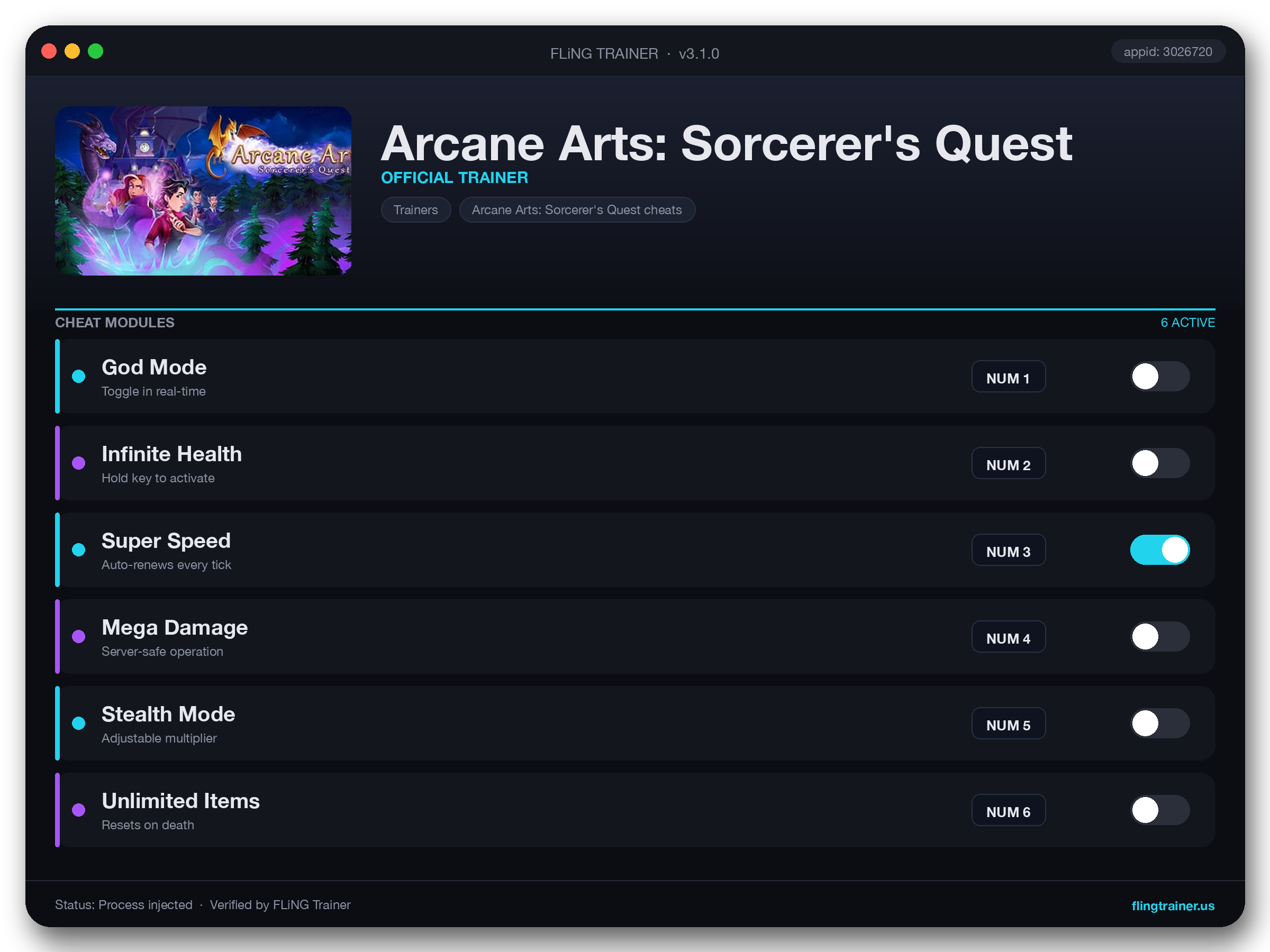Arcane Arts: Sorcerer's Quest Trainer interface
