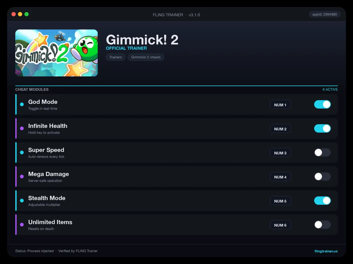 Gimmick! 2 Trainer interface