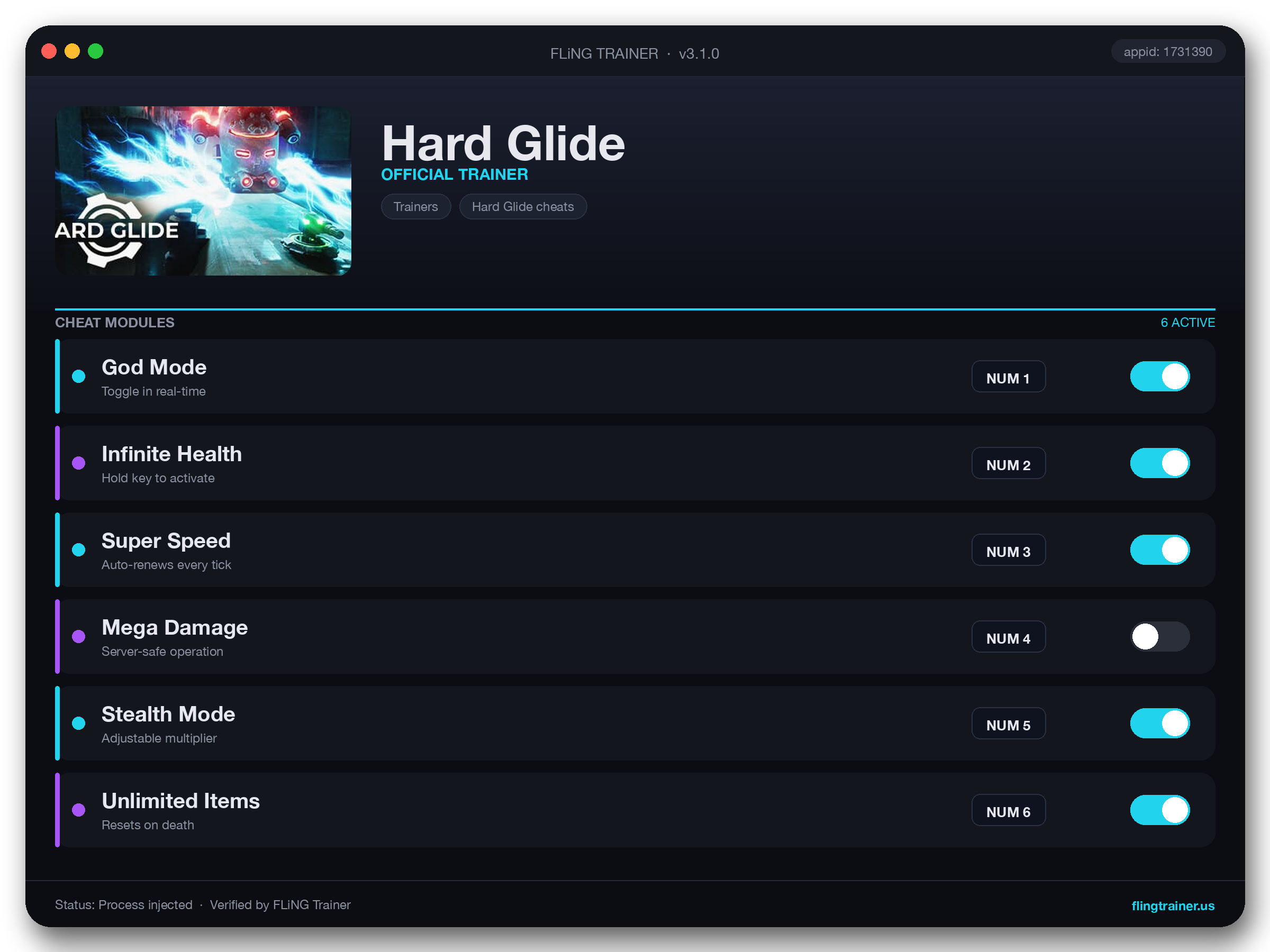 Hard Glide Trainer interface