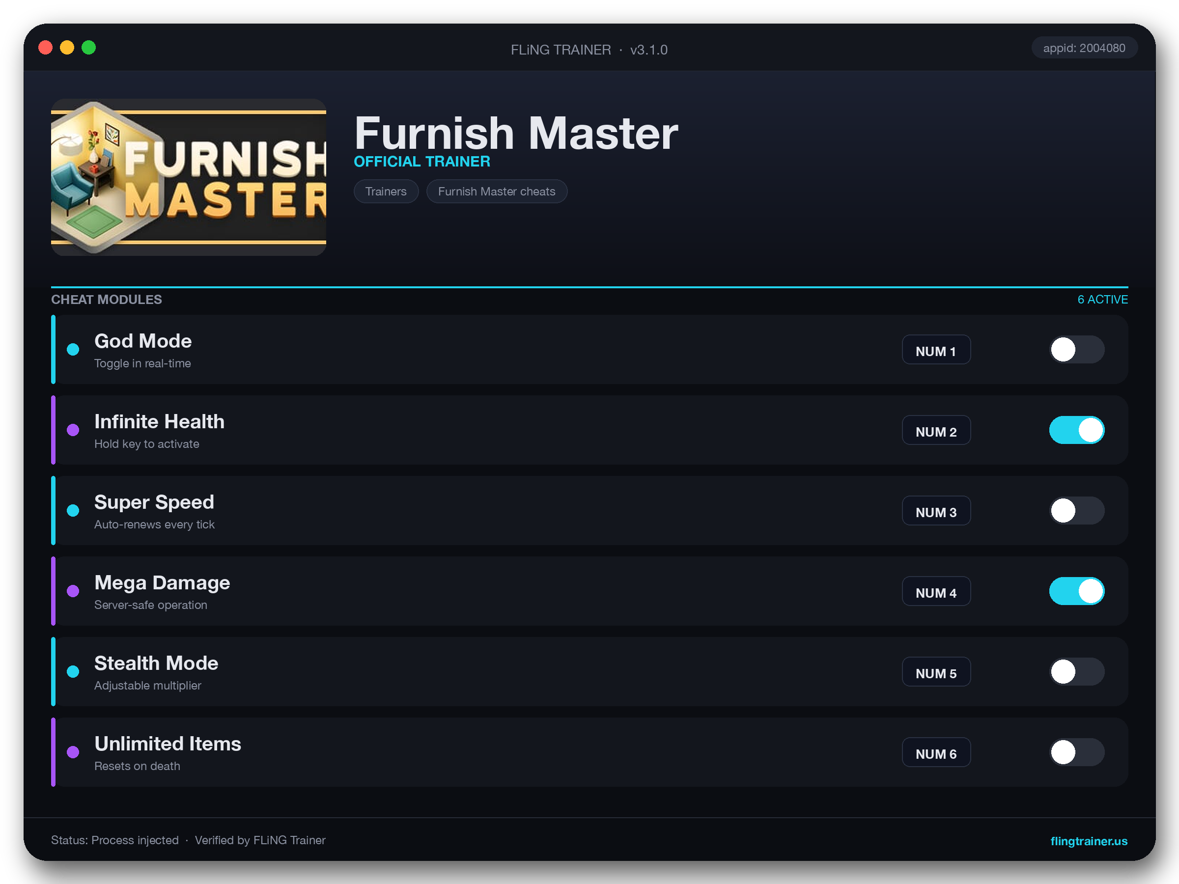 Furnish Master Trainer interface