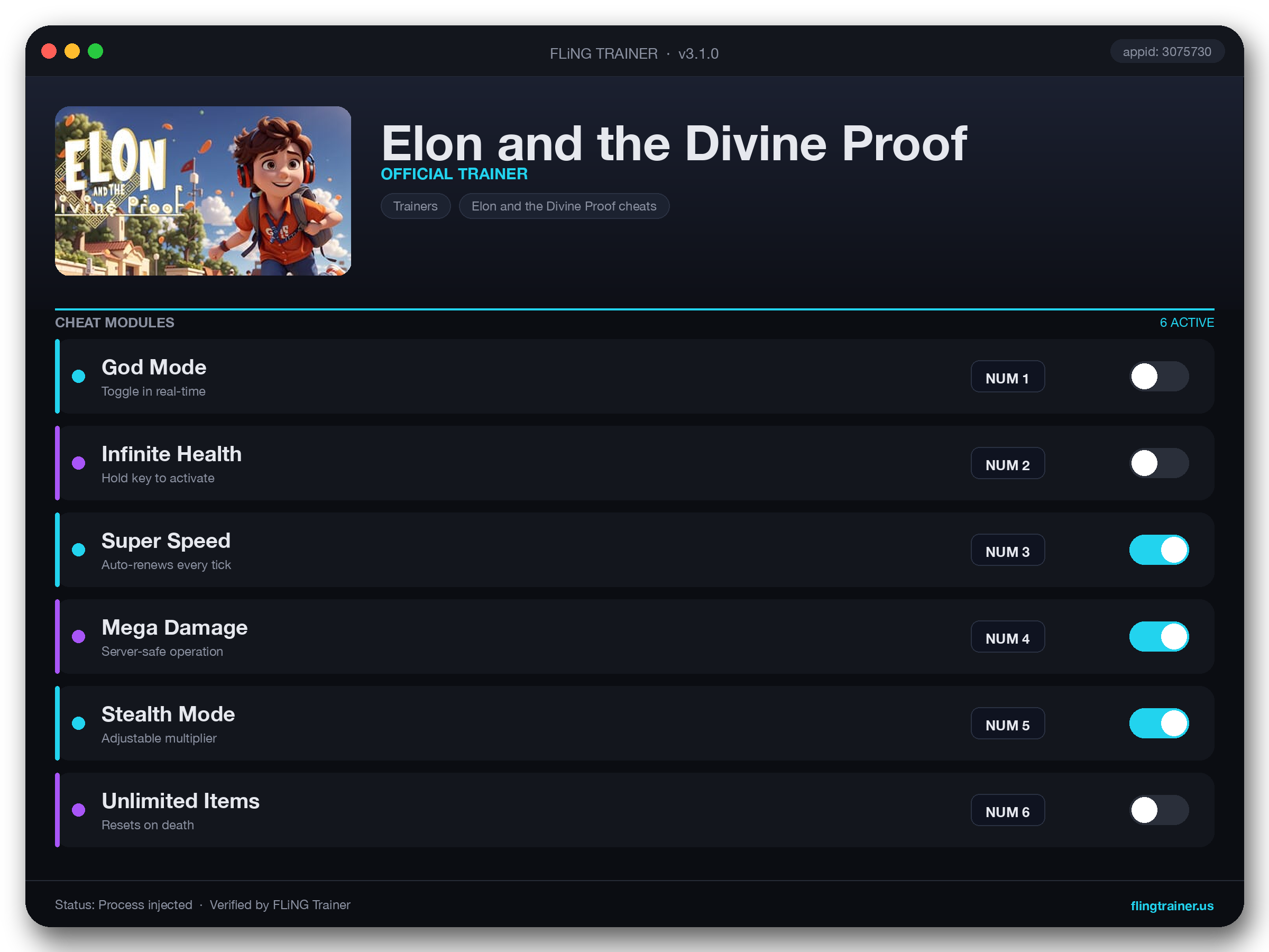 Elon and the Divine Proof Trainer interface