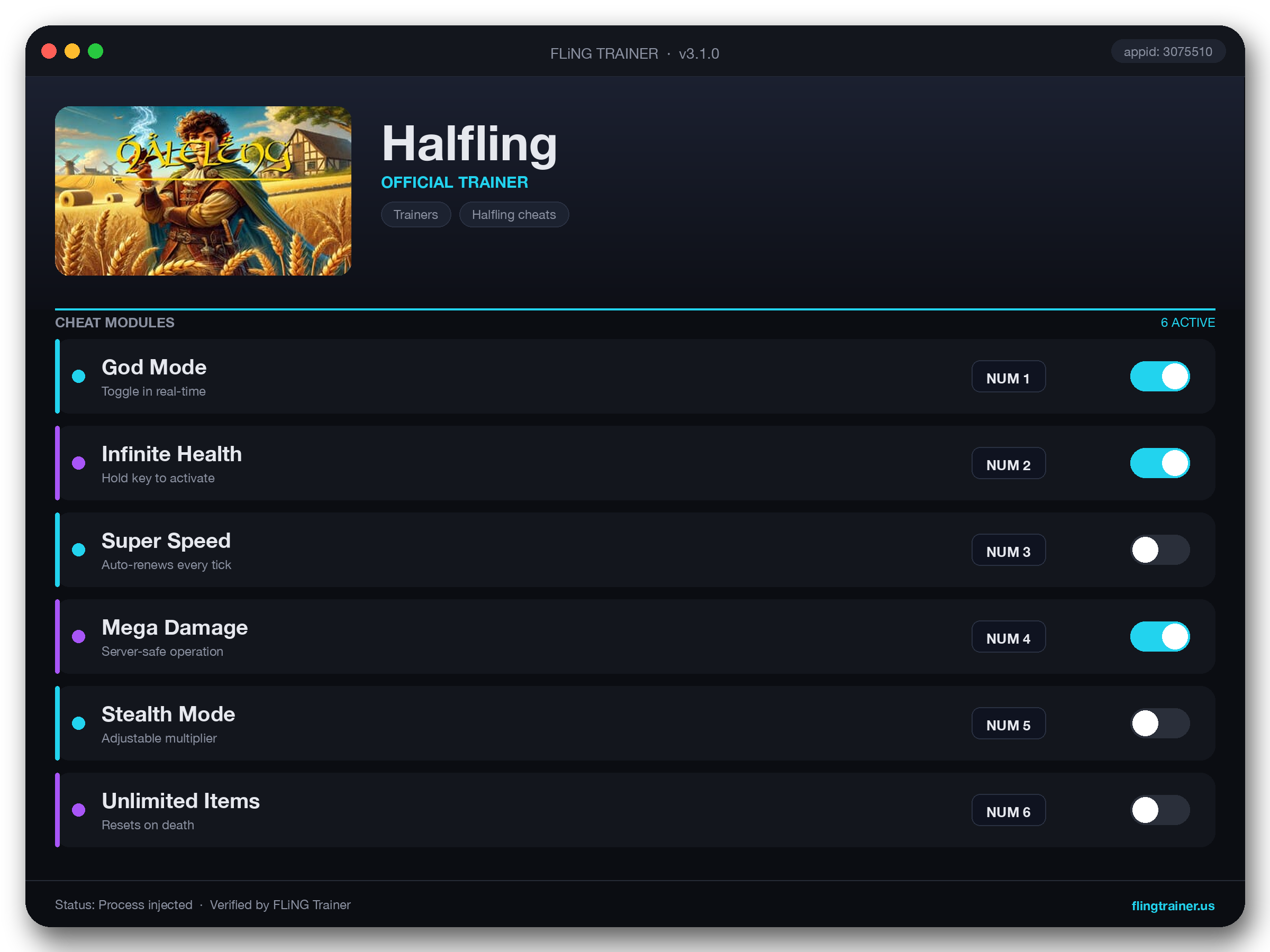 Halfling Trainer interface