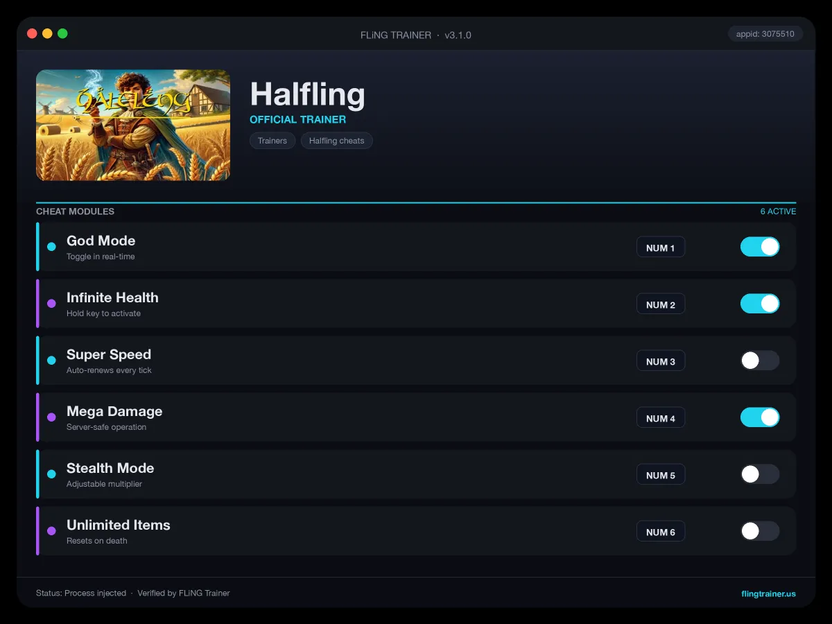 Halfling Trainer interface