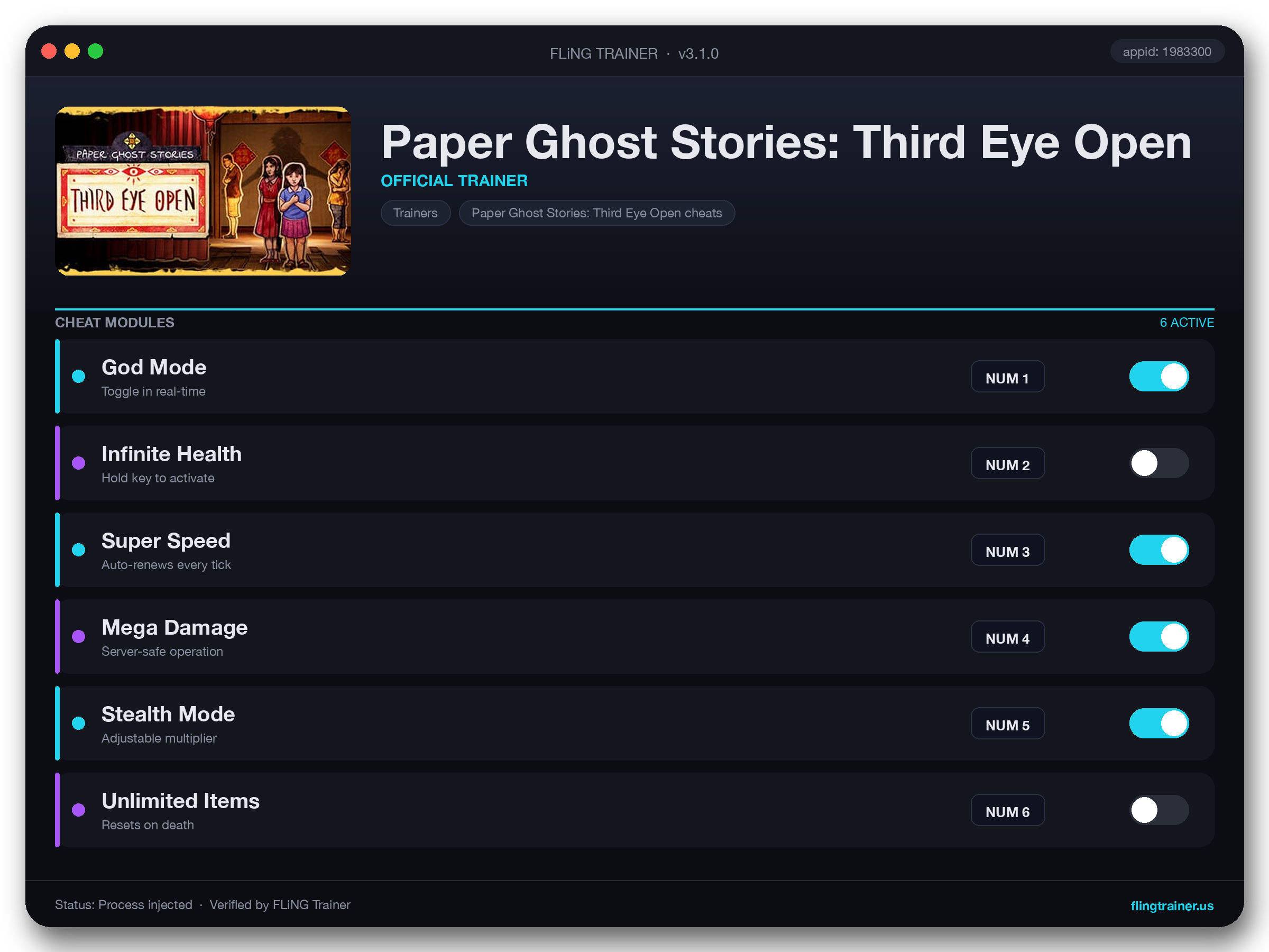 Paper Ghost Stories: Third Eye Open Trainer interface