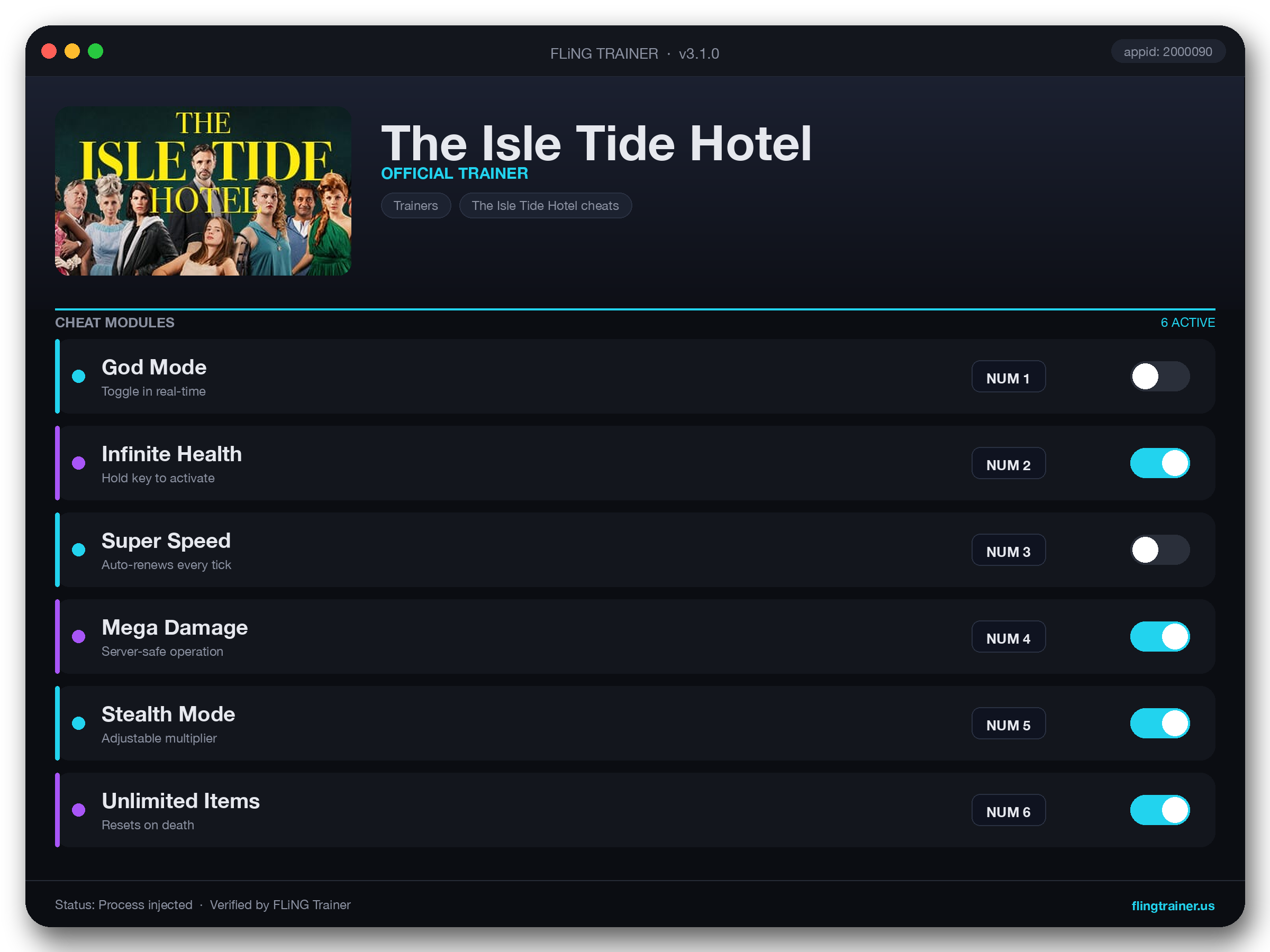 The Isle Tide Hotel Trainer interface
