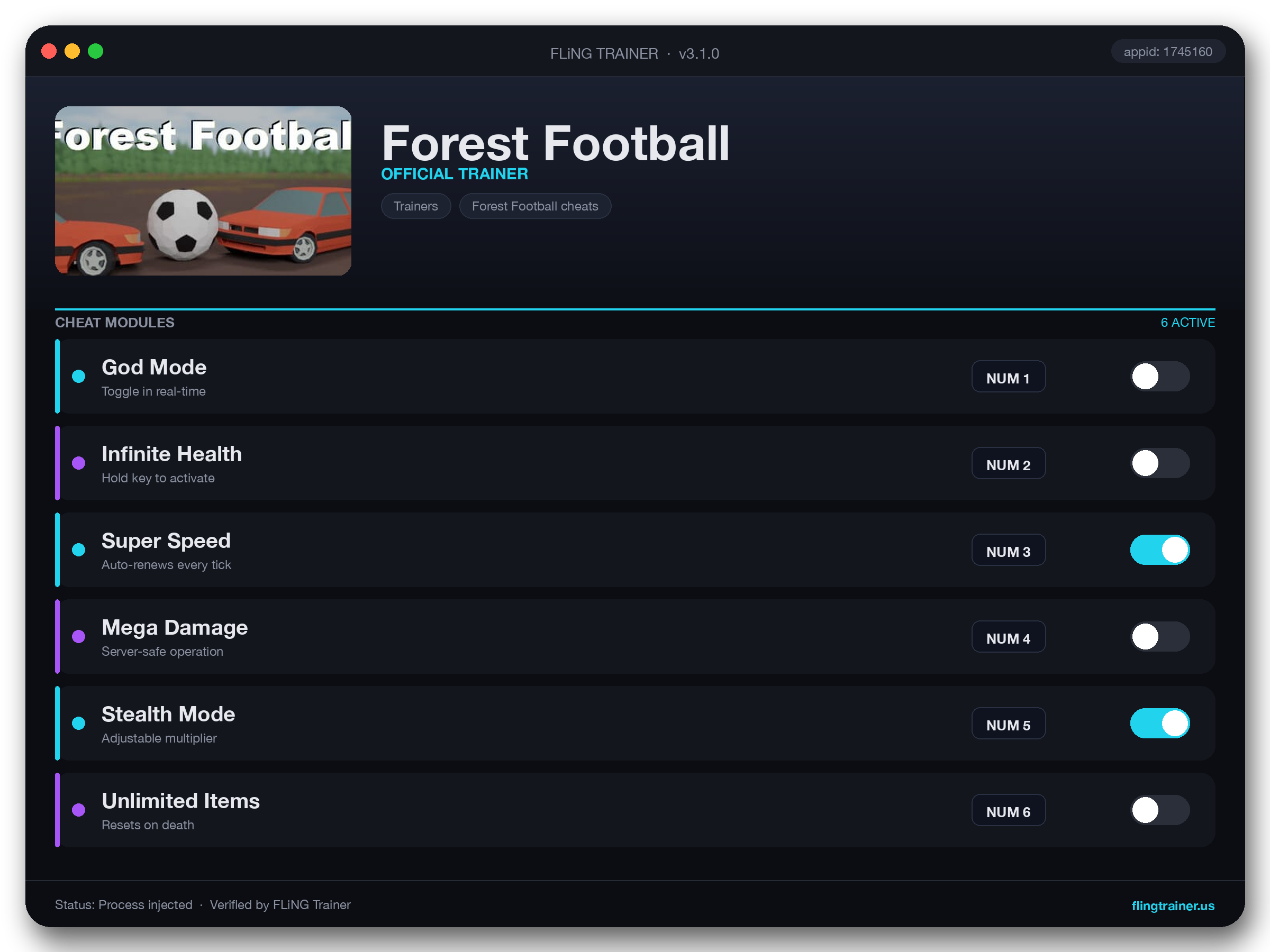 Forest Football Trainer interface
