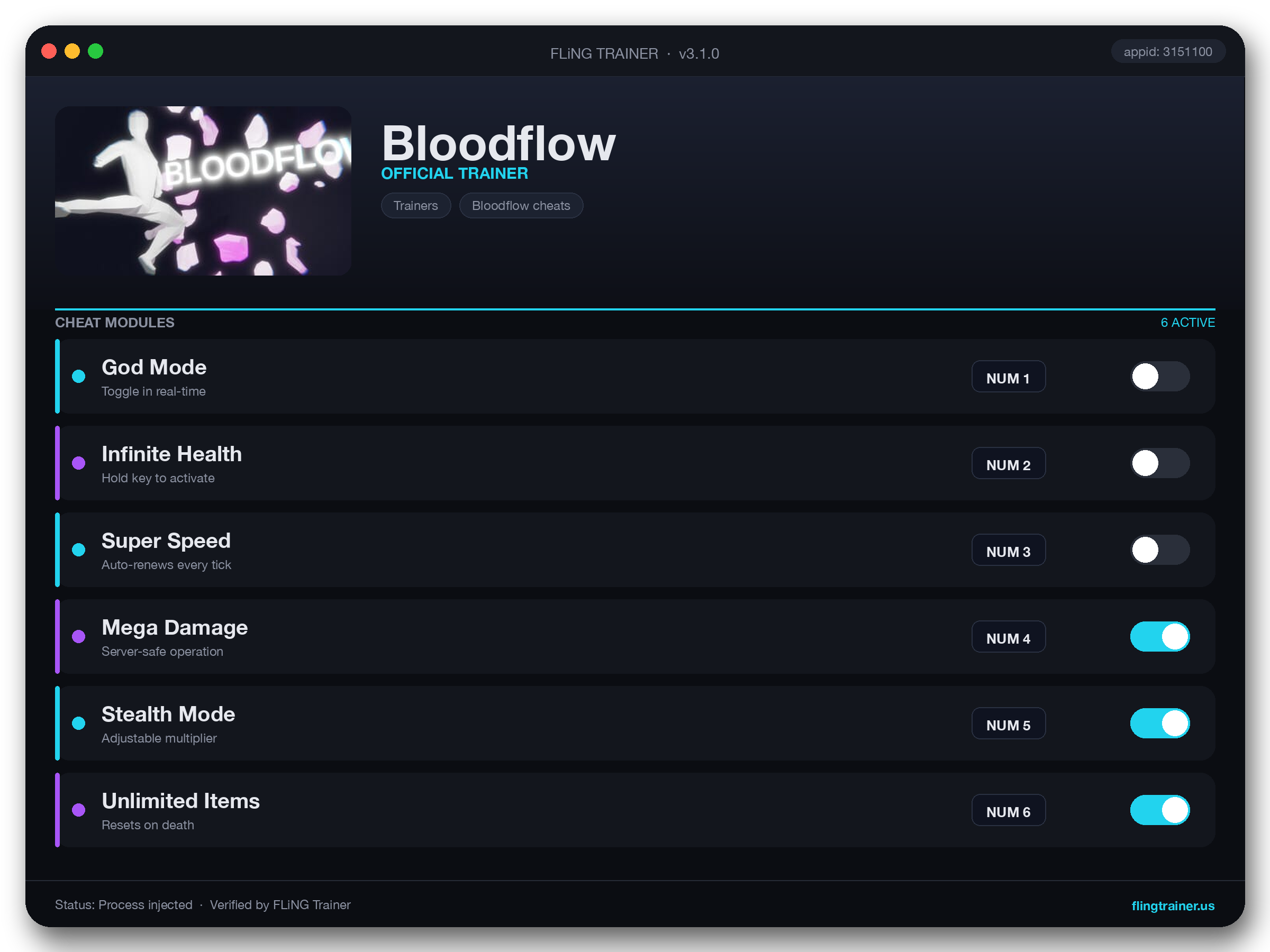 Bloodflow Trainer interface