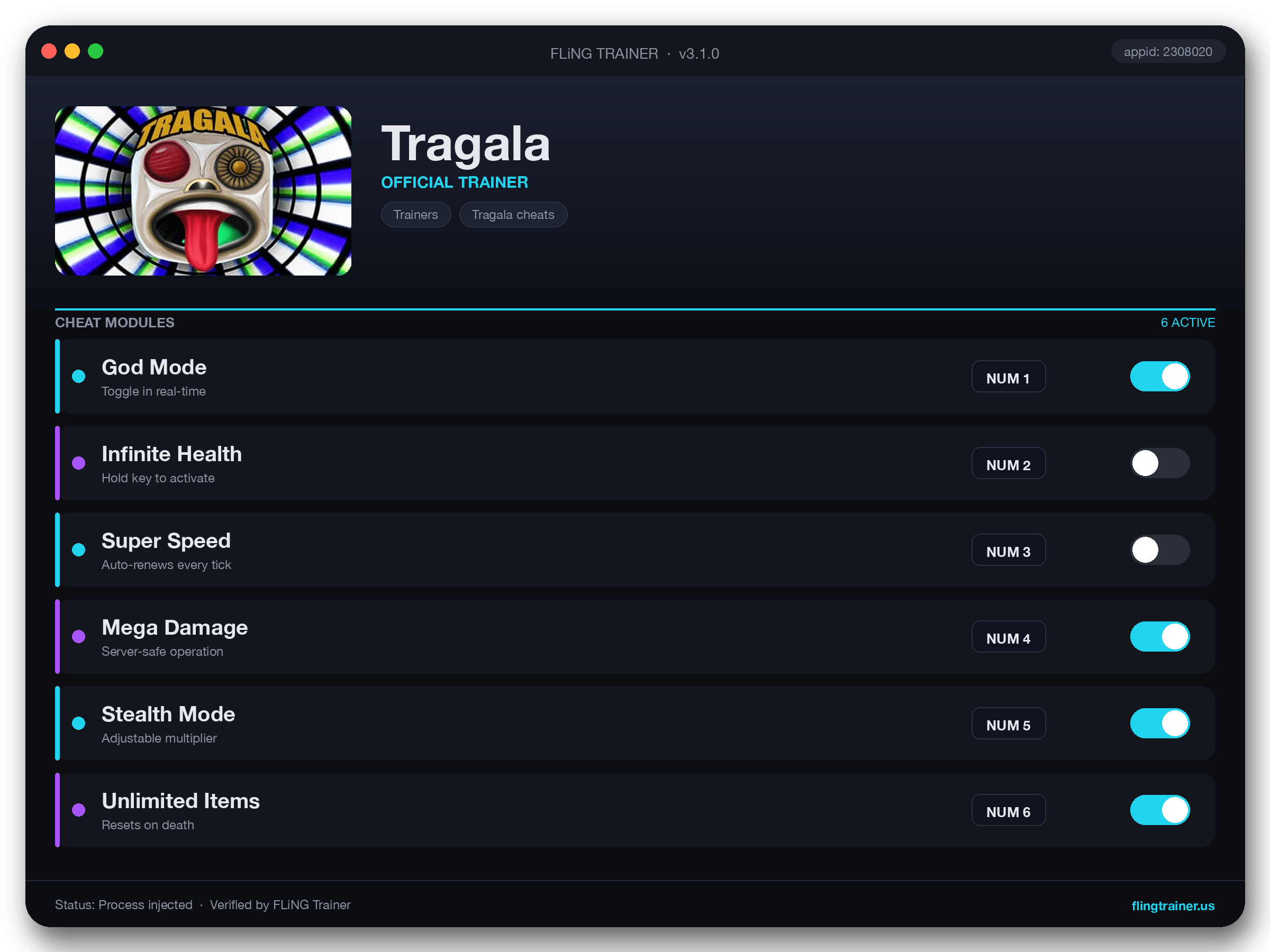 Tragala Trainer interface