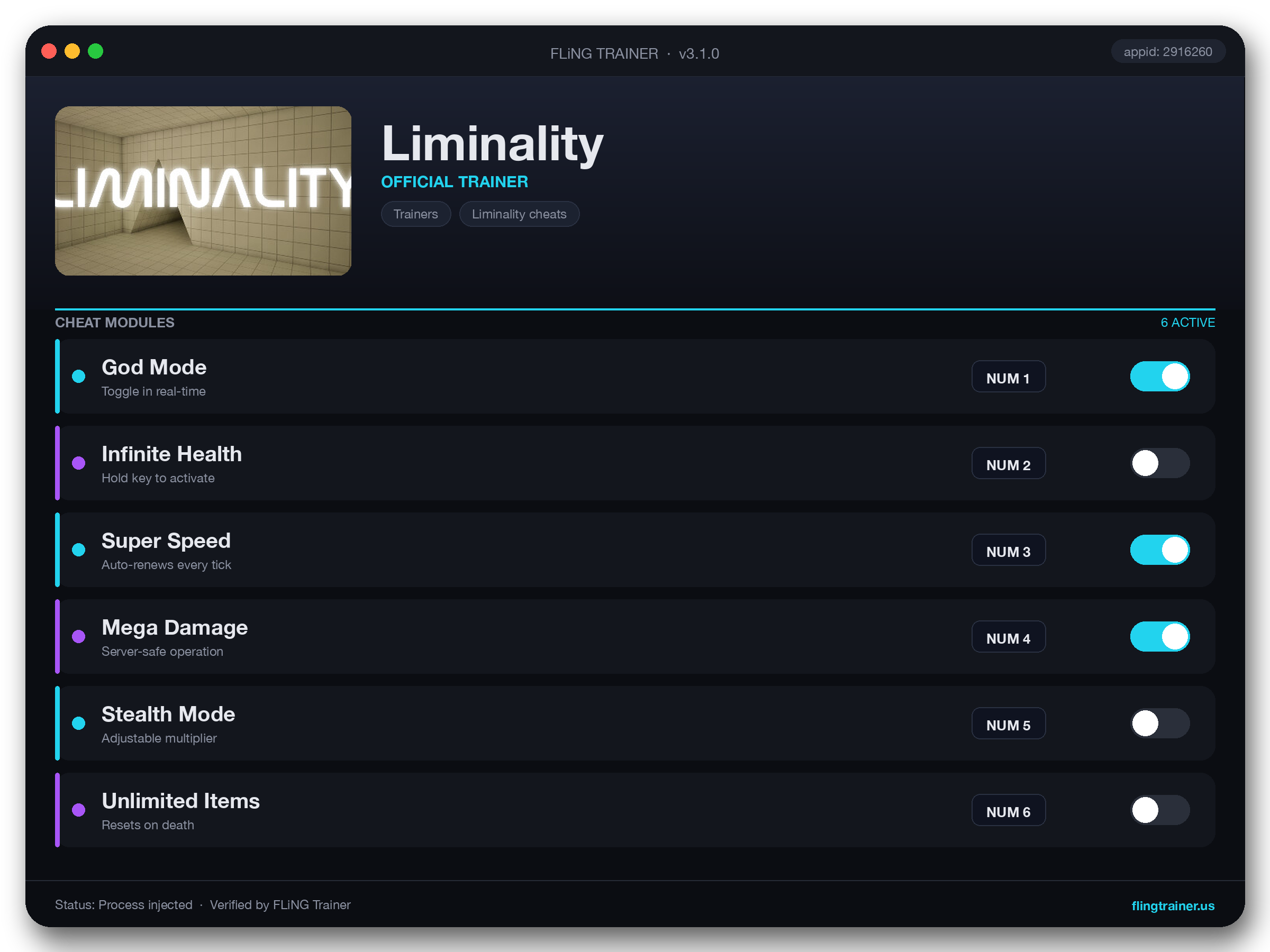 Liminality Trainer interface