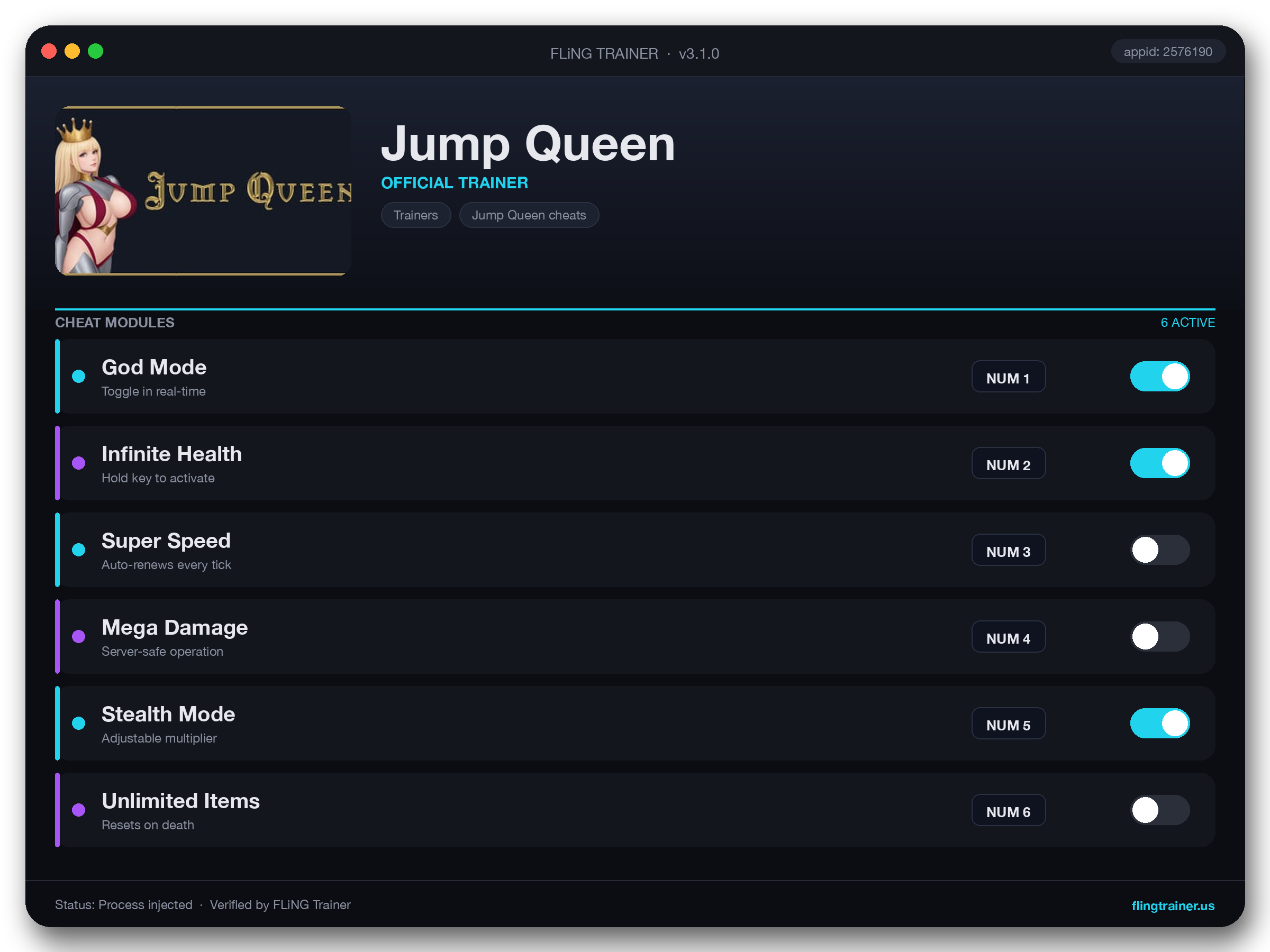 Jump Queen Trainer interface