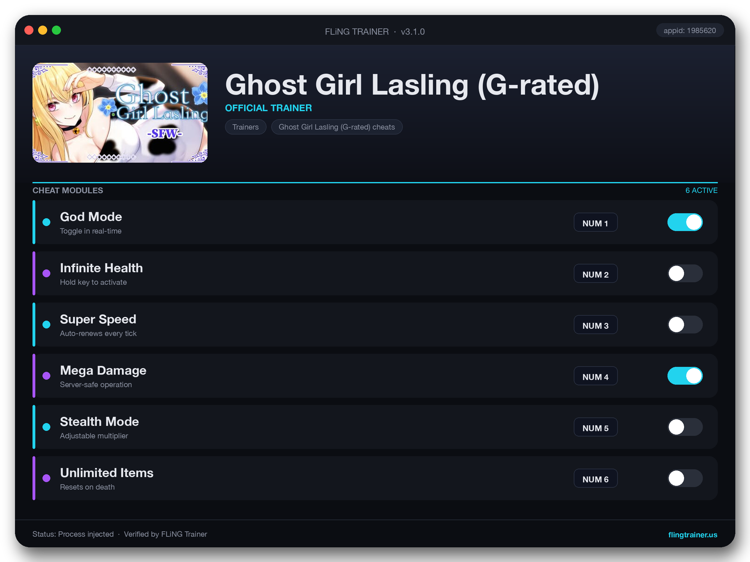 Ghost Girl Lasling (G-rated) Trainer interface