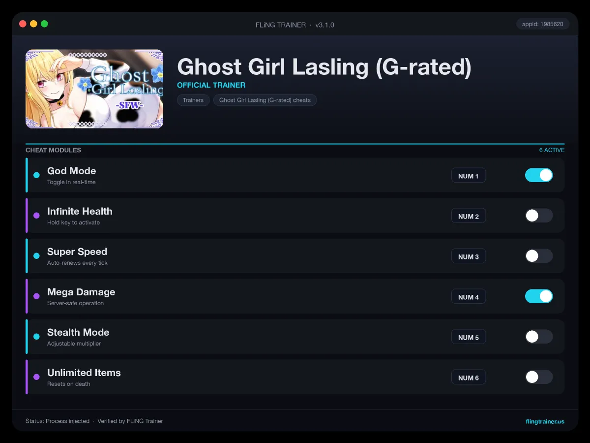 Ghost Girl Lasling (G-rated) Trainer interface