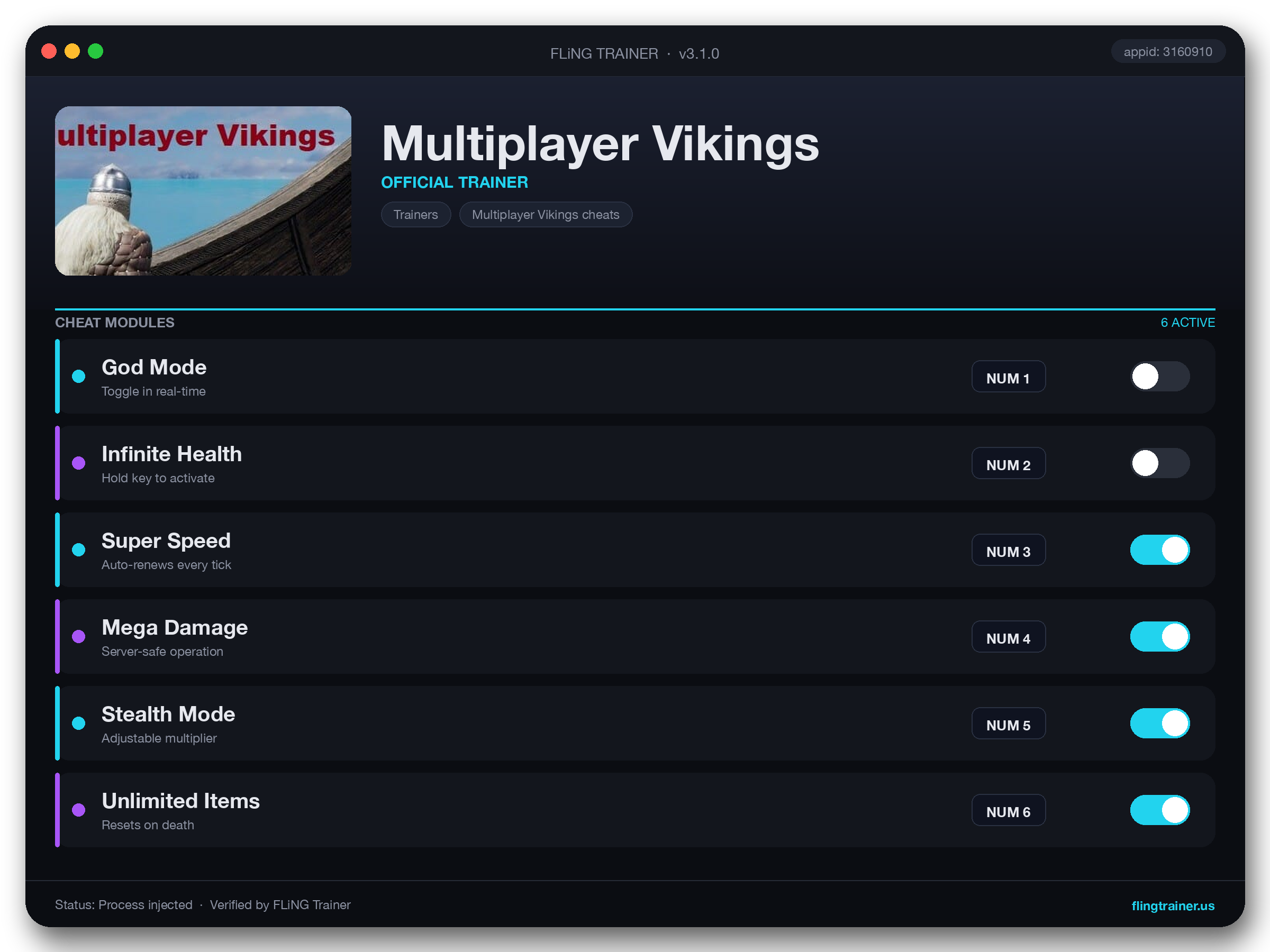 Multiplayer Vikings Trainer interface