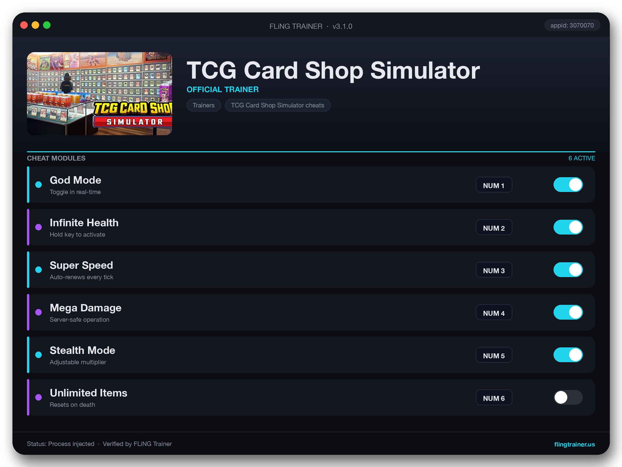 TCG Card Shop Simulator Trainer interface