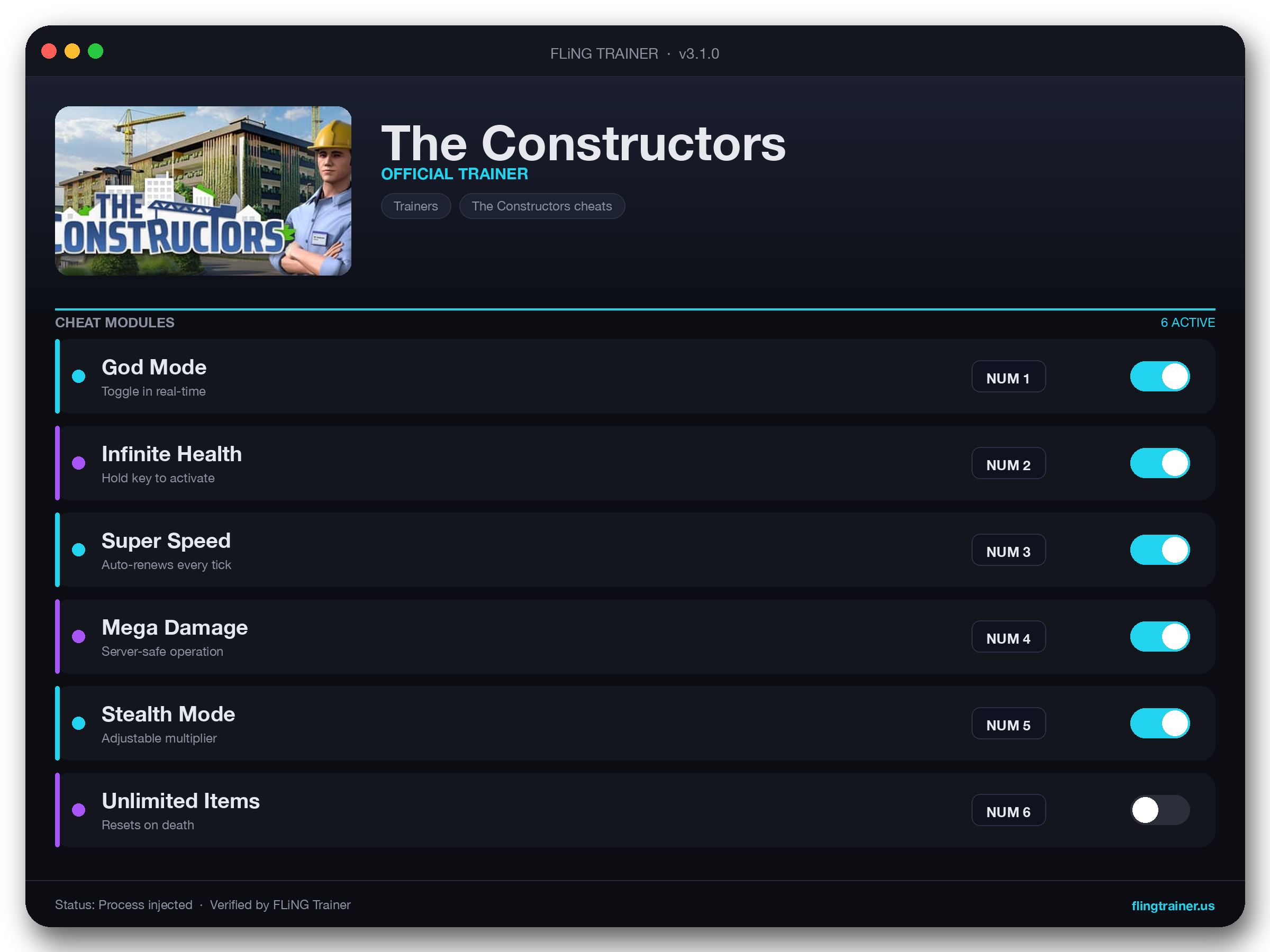 The Constructors Trainer interface