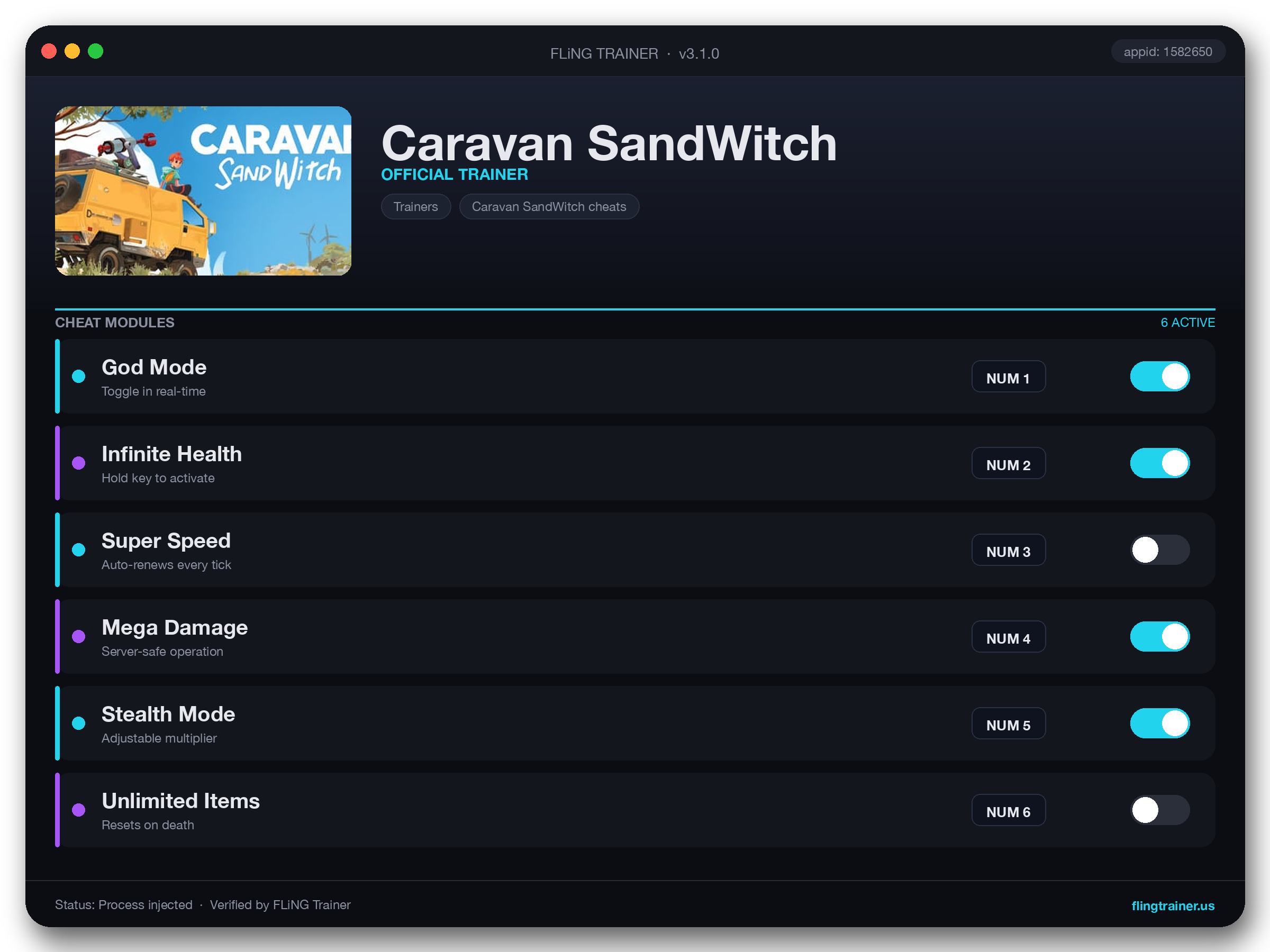Caravan SandWitch Trainer interface