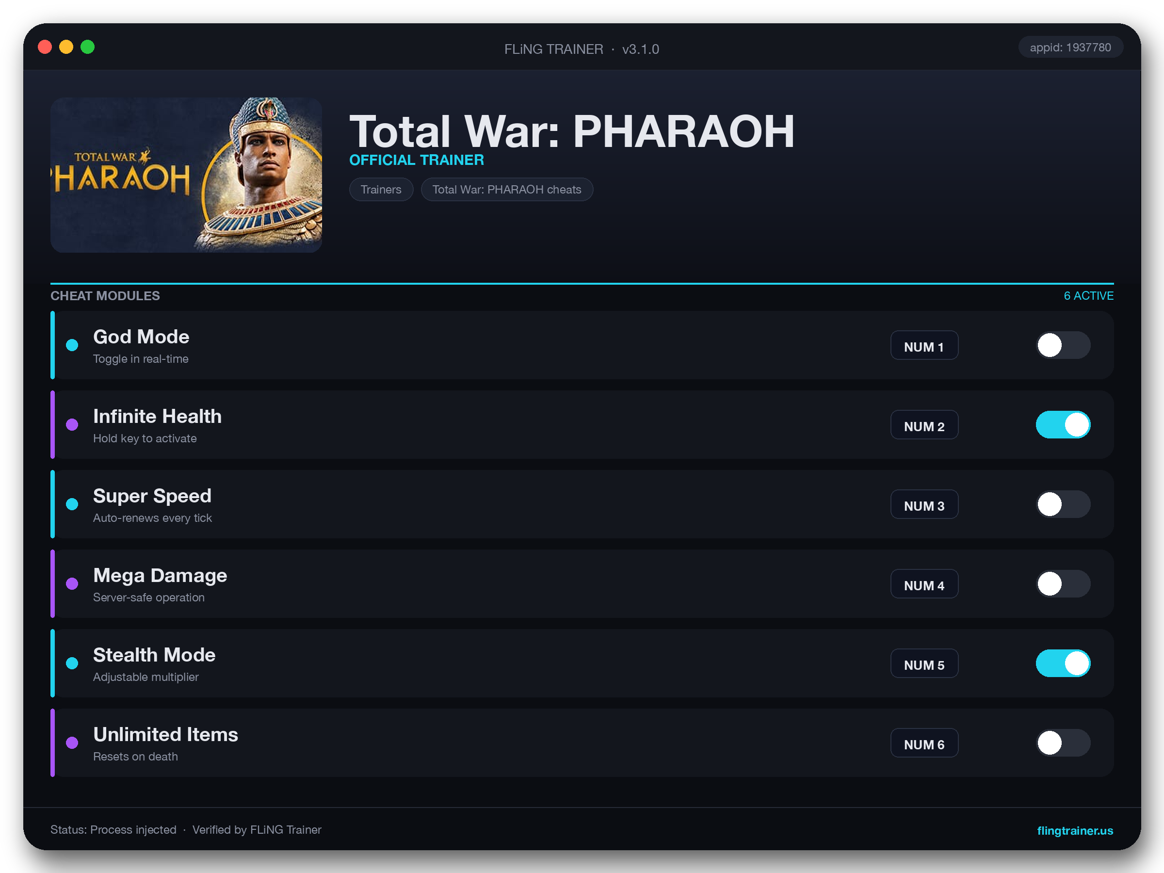 Total War: PHARAOH Trainer interface