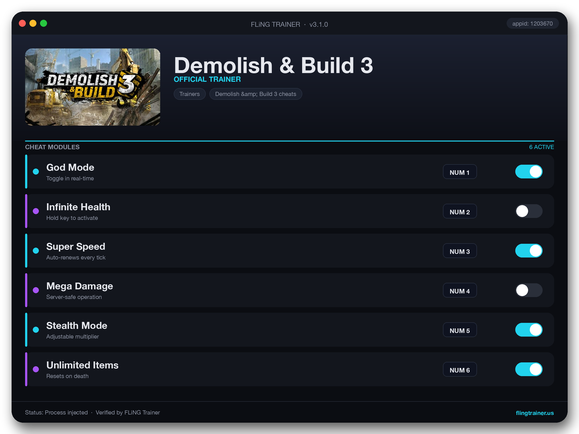 Demolish & Build 3 Trainer interface