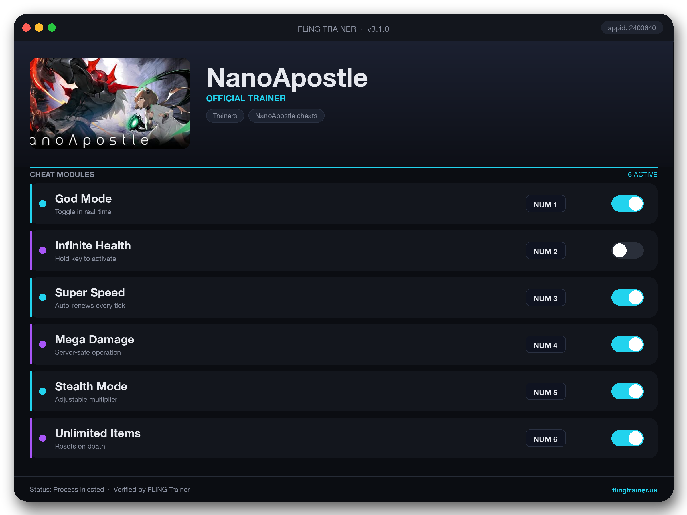 NanoApostle Trainer interface