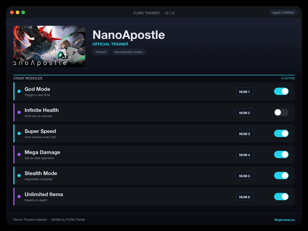 NanoApostle Trainer interface