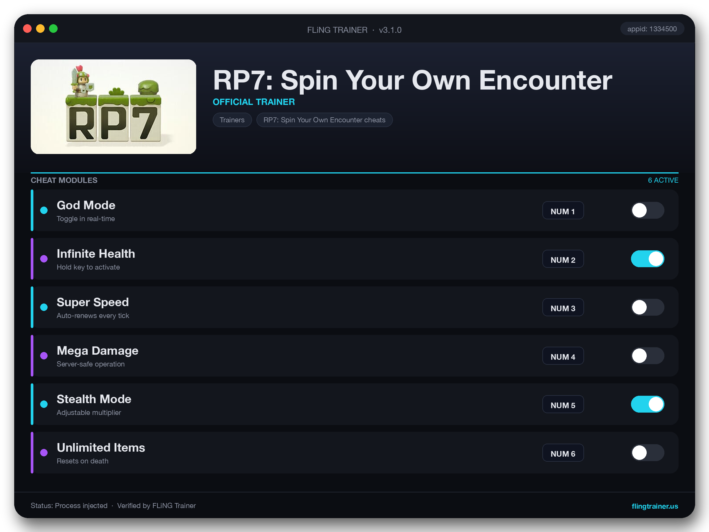 RP7: Spin Your Own Encounter Trainer interface