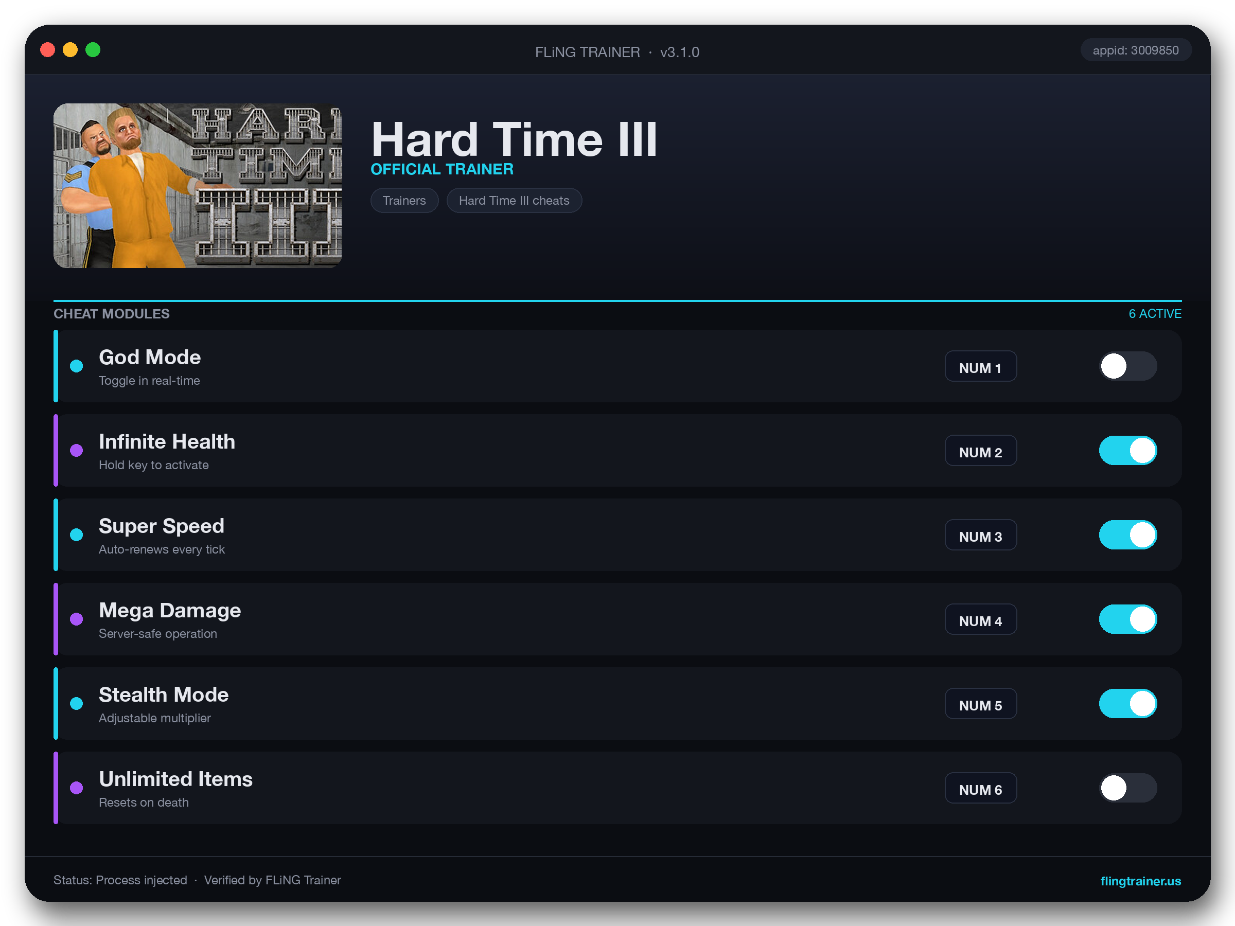 Hard Time III Trainer interface