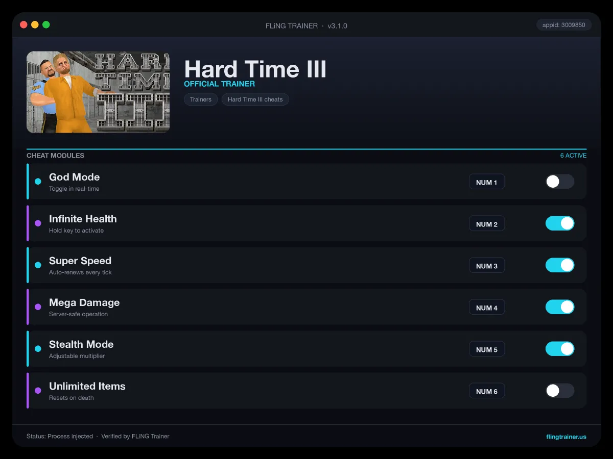 Hard Time III Trainer interface