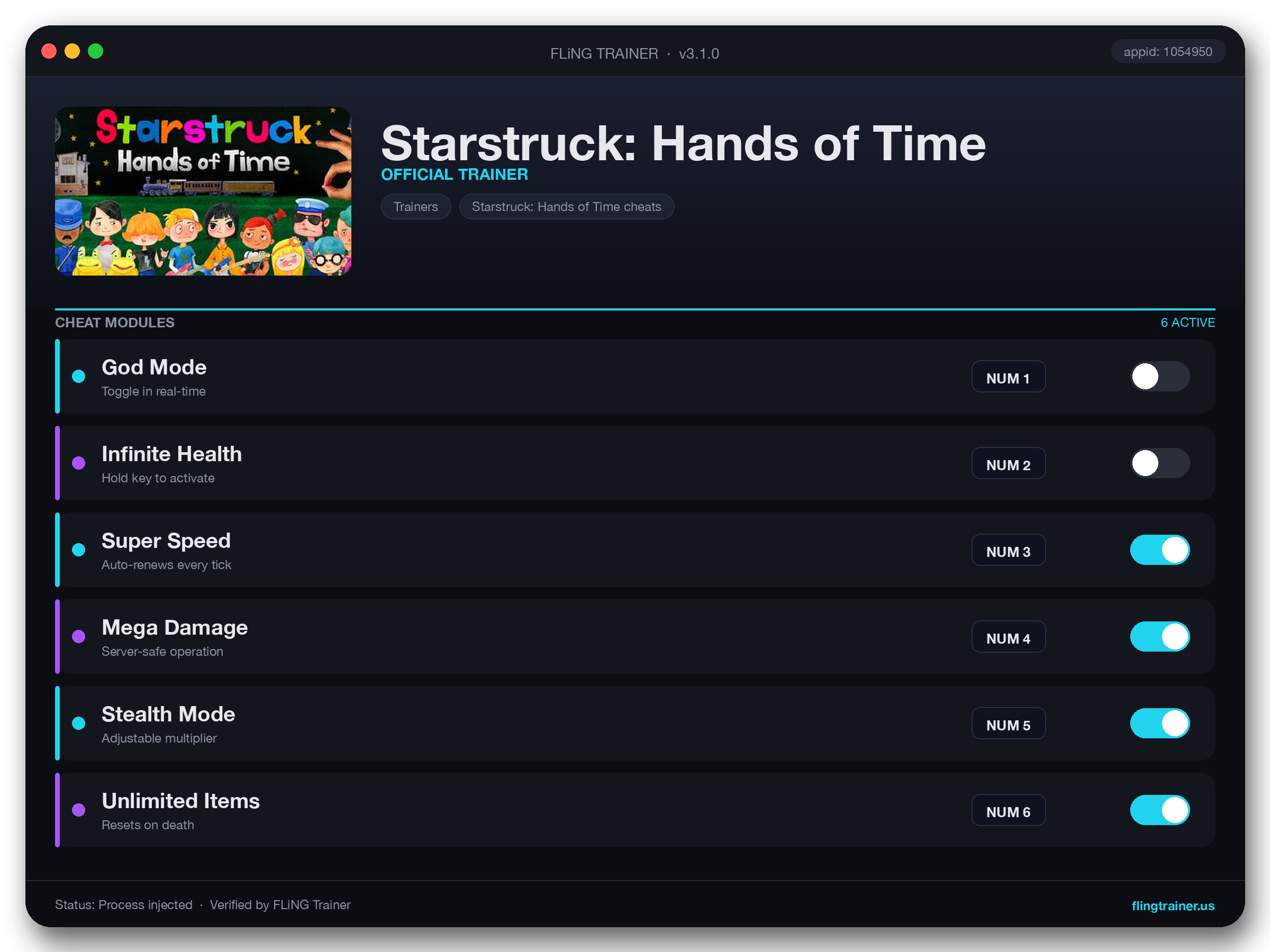 Starstruck: Hands of Time Trainer interface