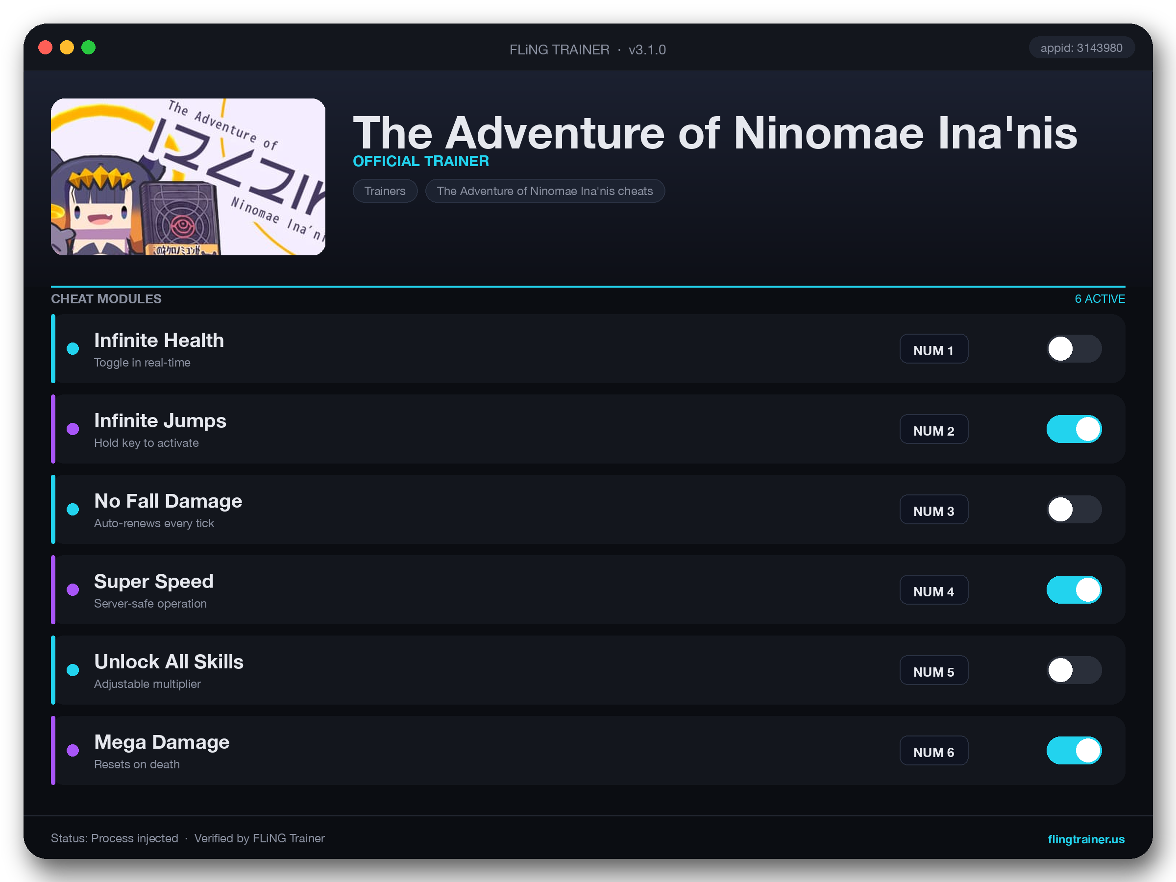 The Adventure of Ninomae Ina'nis Trainer interface