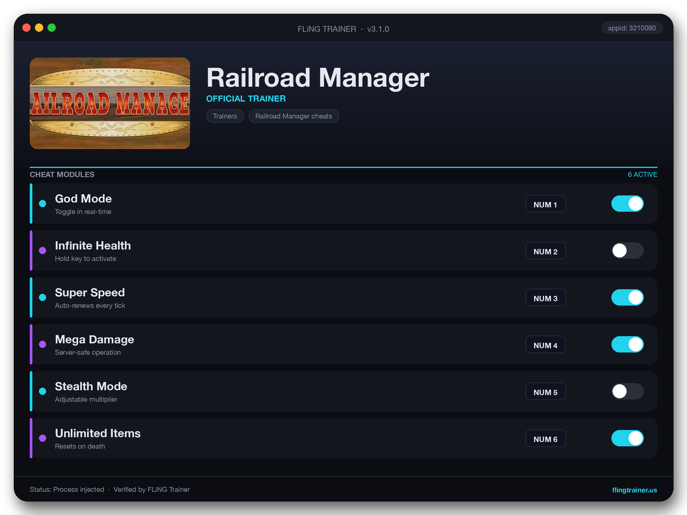 Railroad Manager Trainer interface
