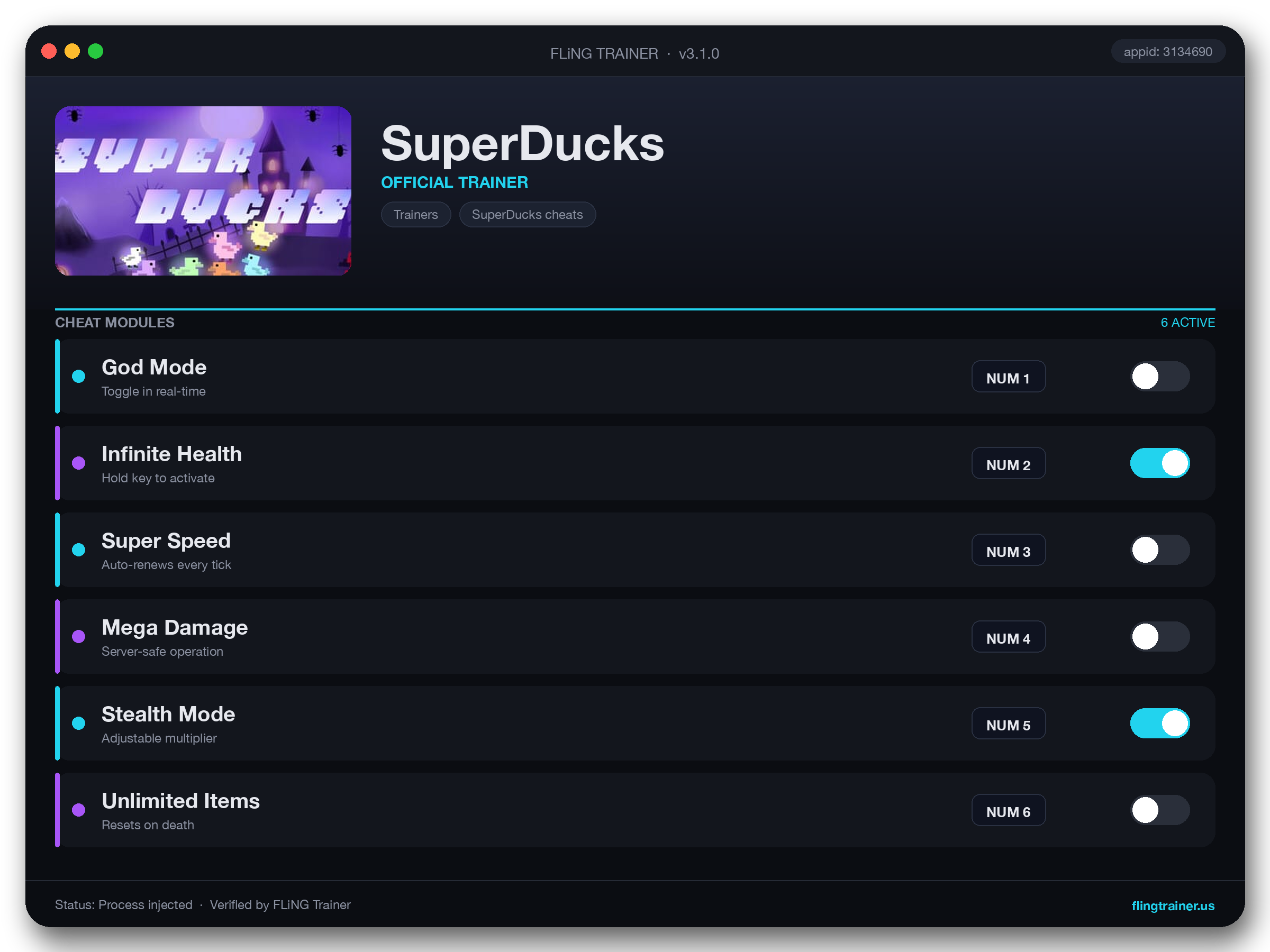 SuperDucks Trainer interface