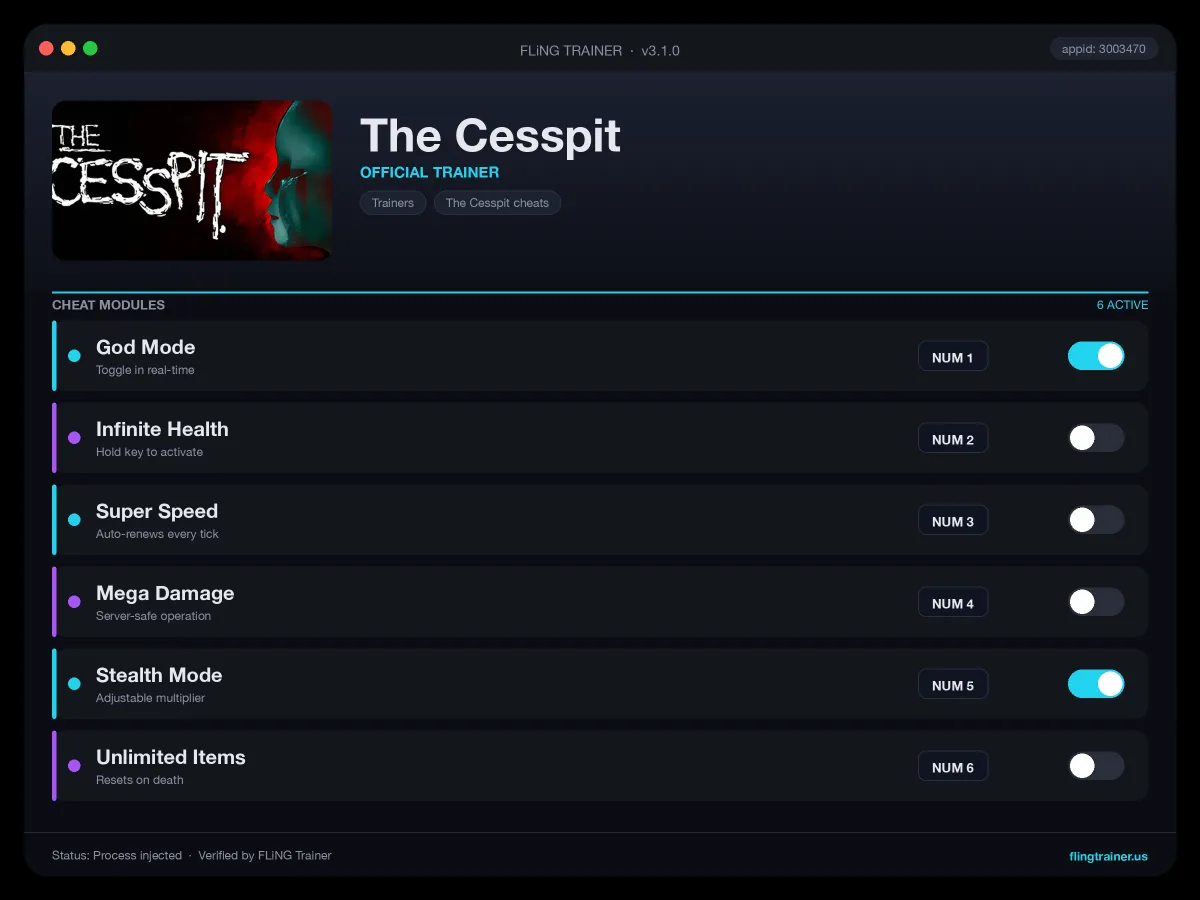 The Cesspit Trainer interface