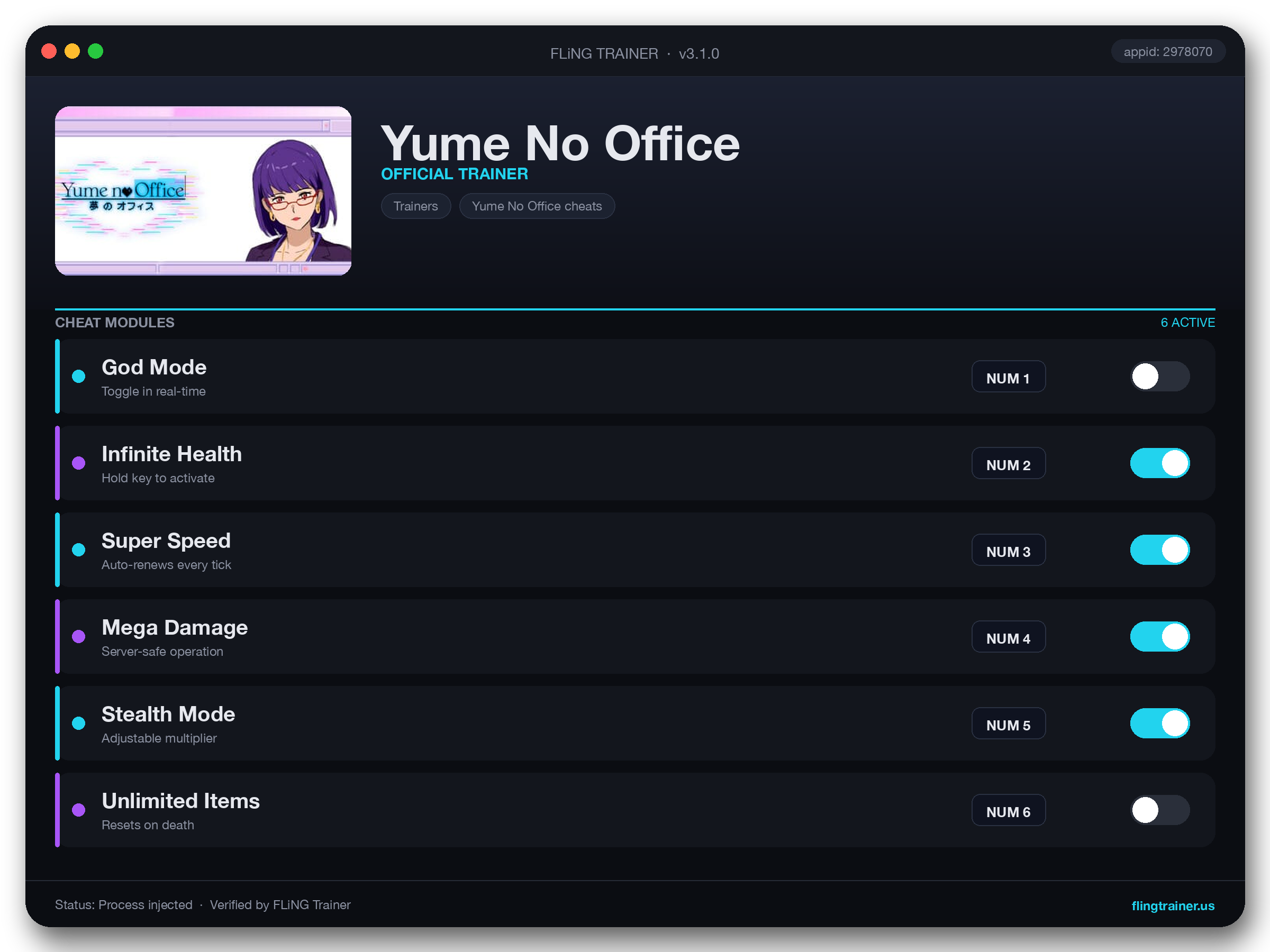 Yume No Office Trainer interface
