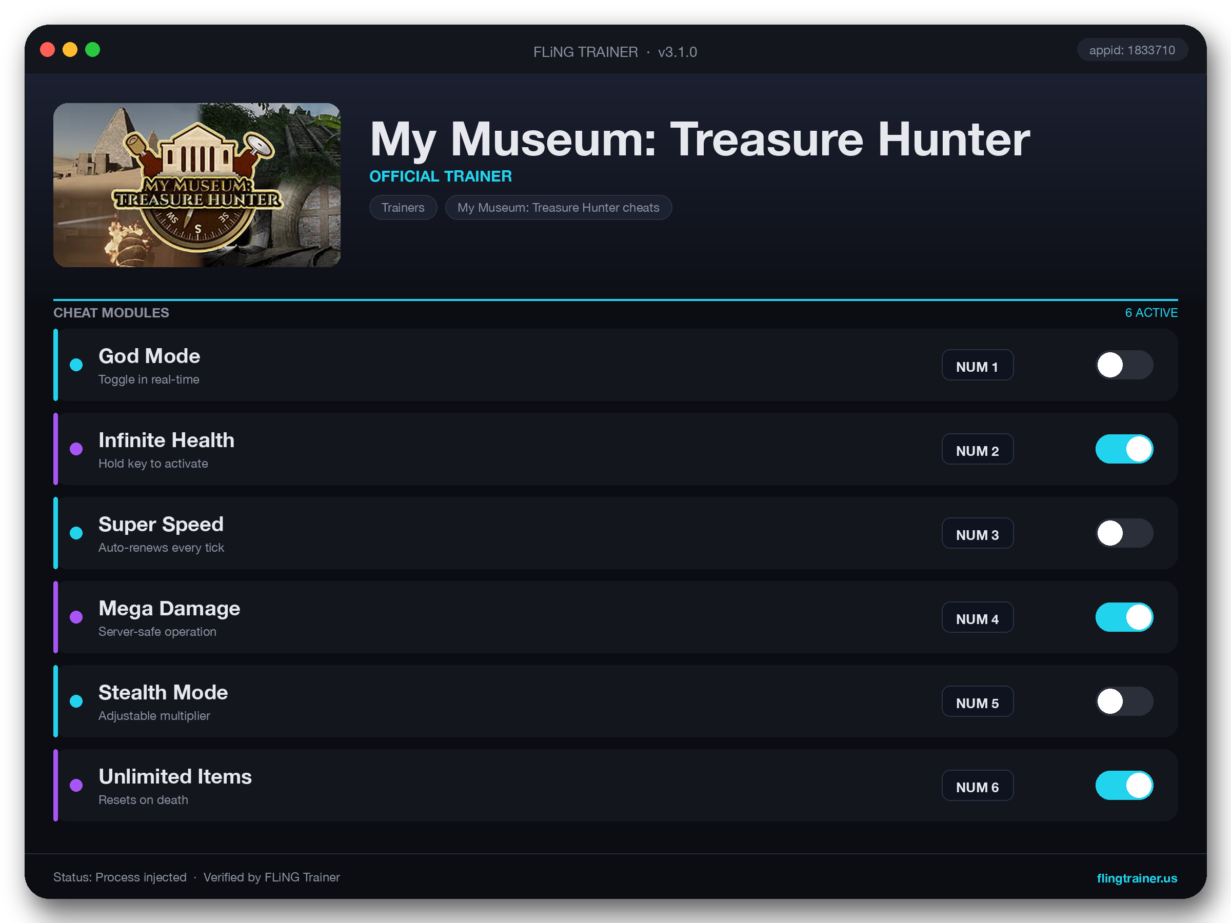 My Museum: Treasure Hunter Trainer interface