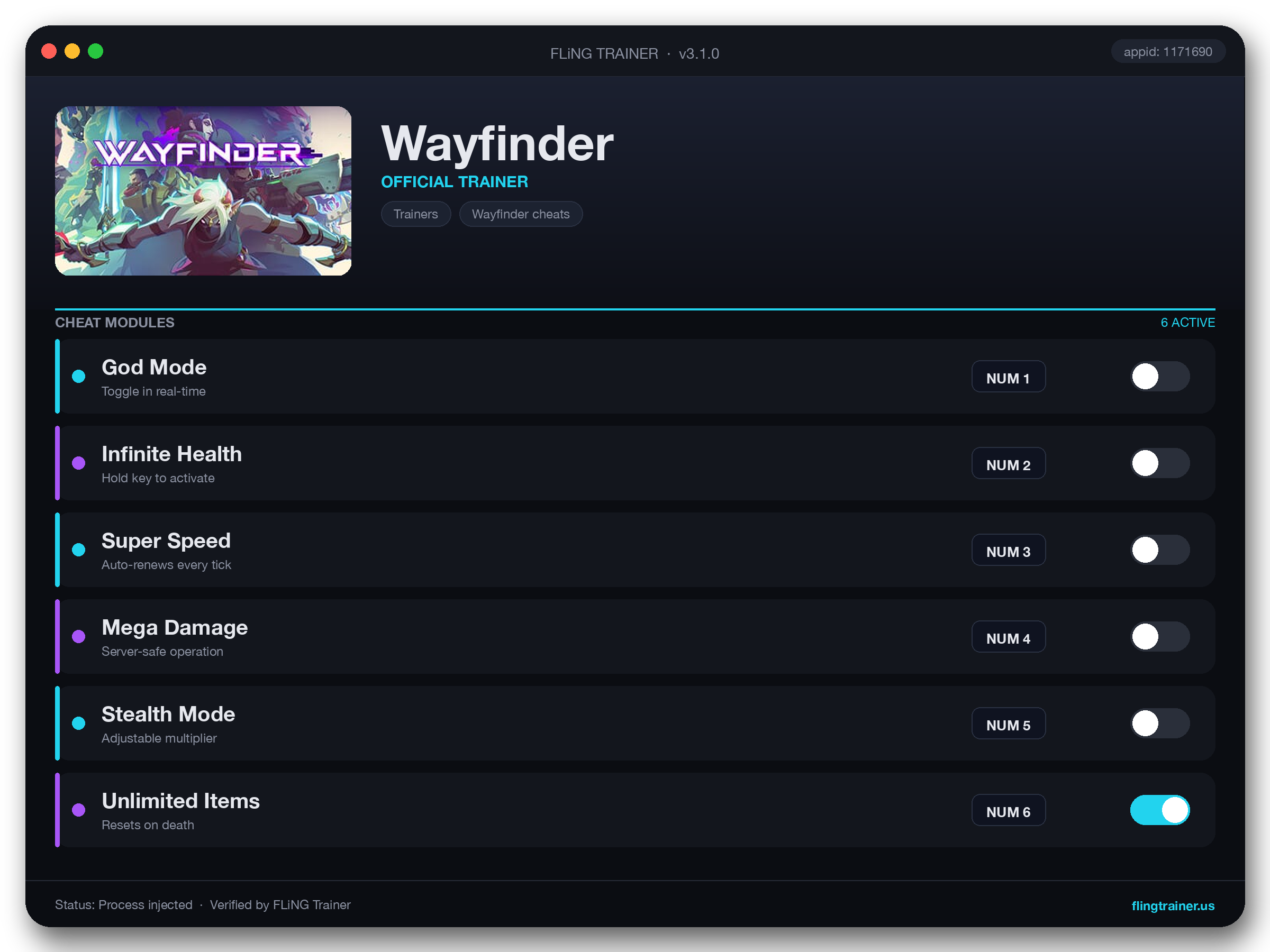 Wayfinder Trainer interface