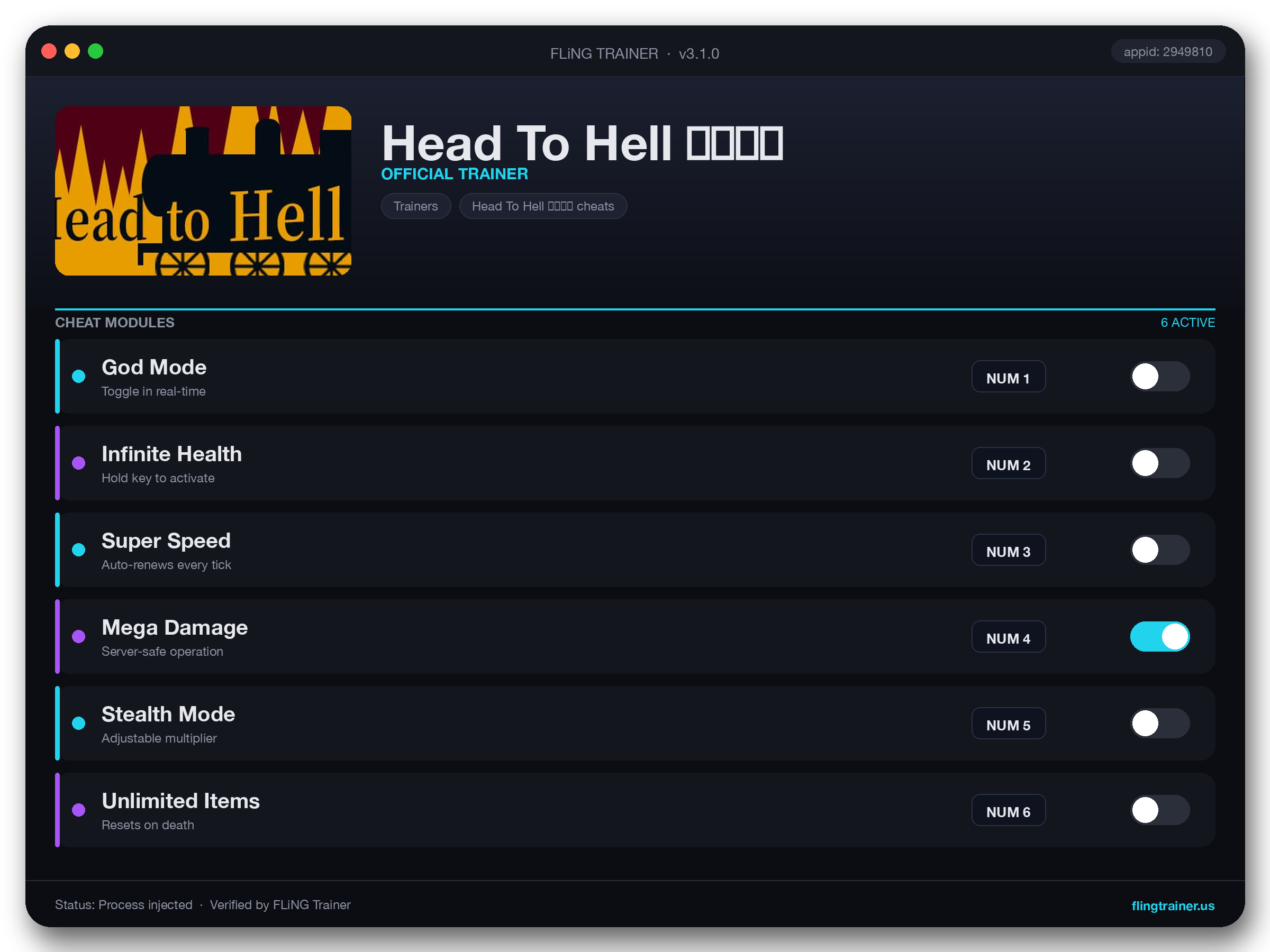 Head To Hell 黄泉旅客 Trainer interface