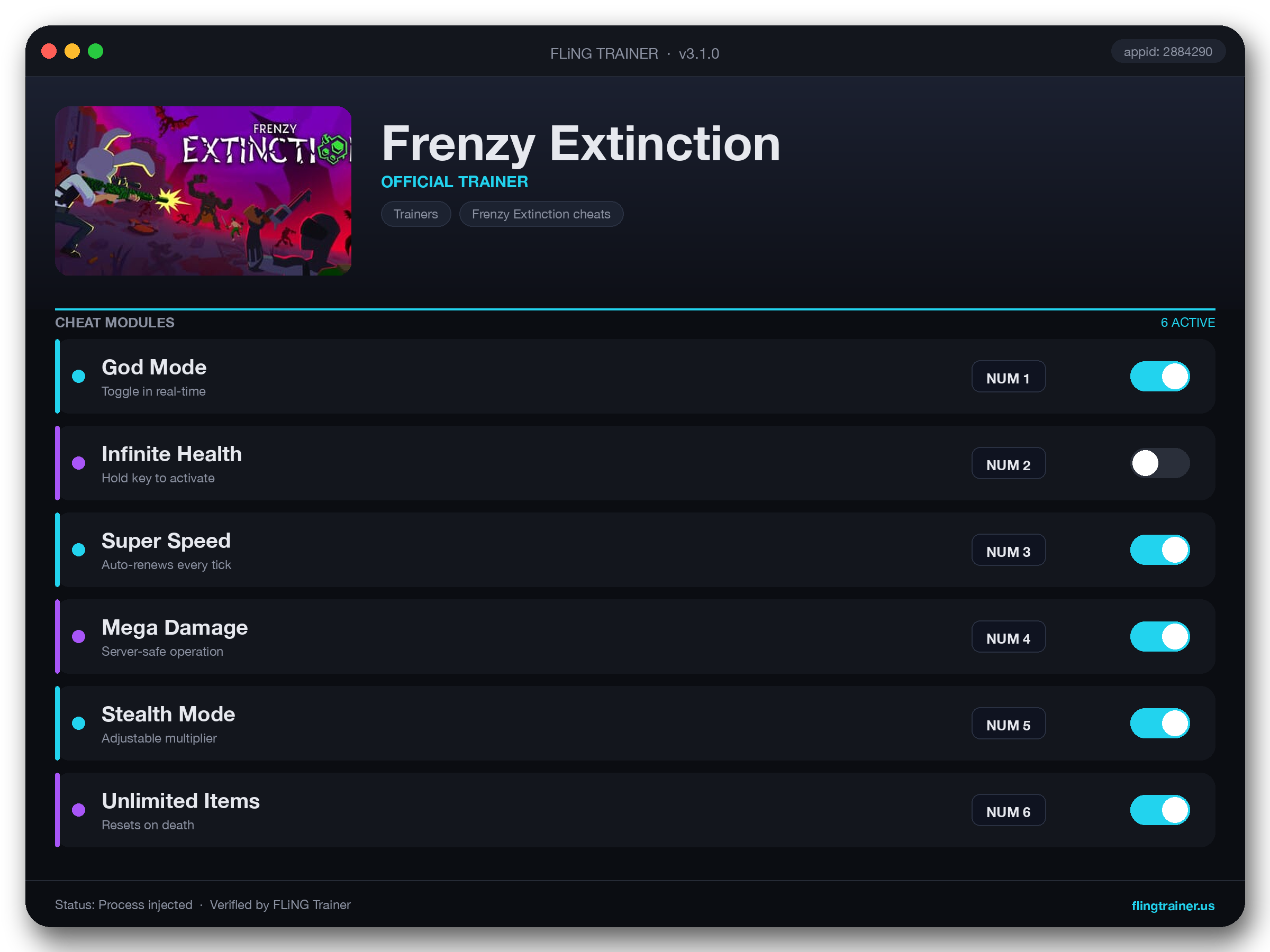 Frenzy Extinction Trainer interface