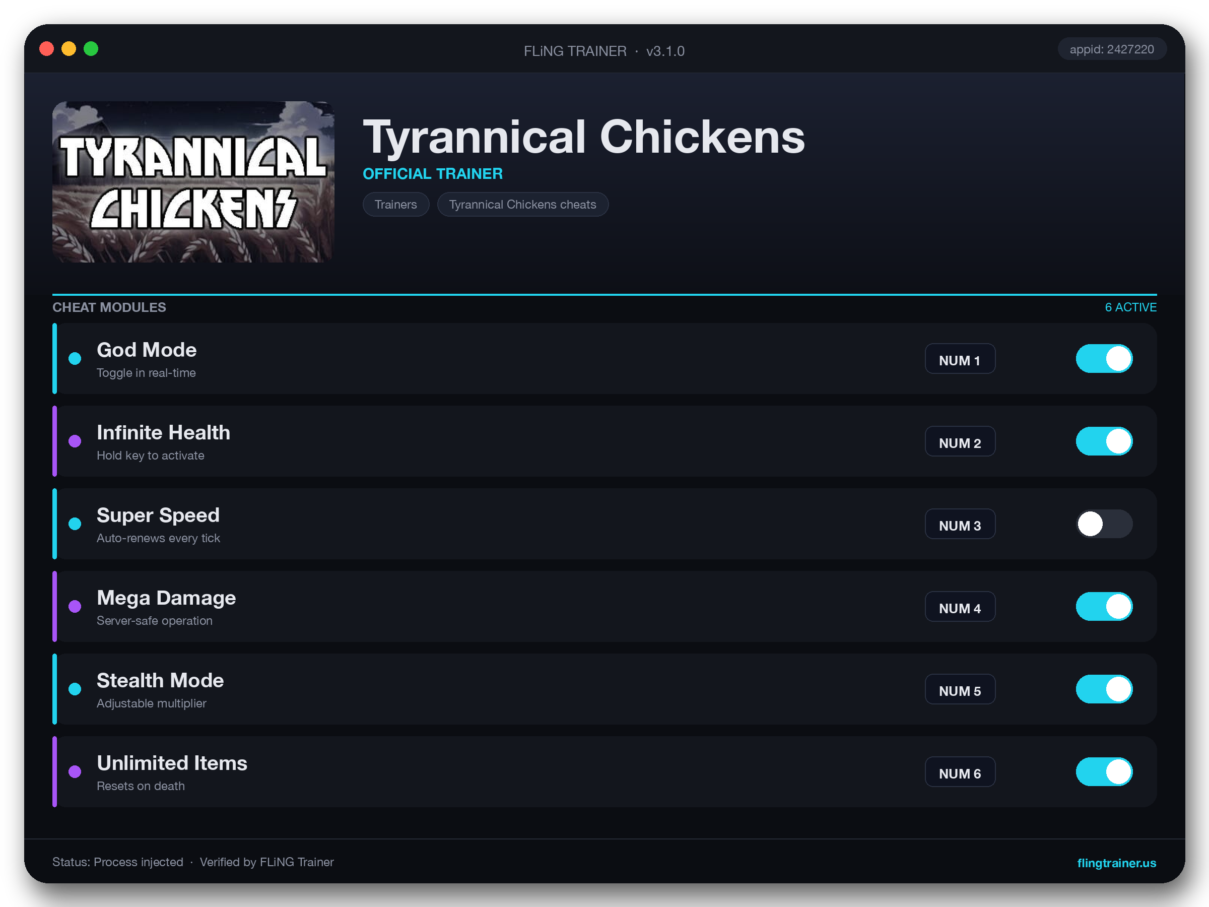 Tyrannical Chickens Trainer interface