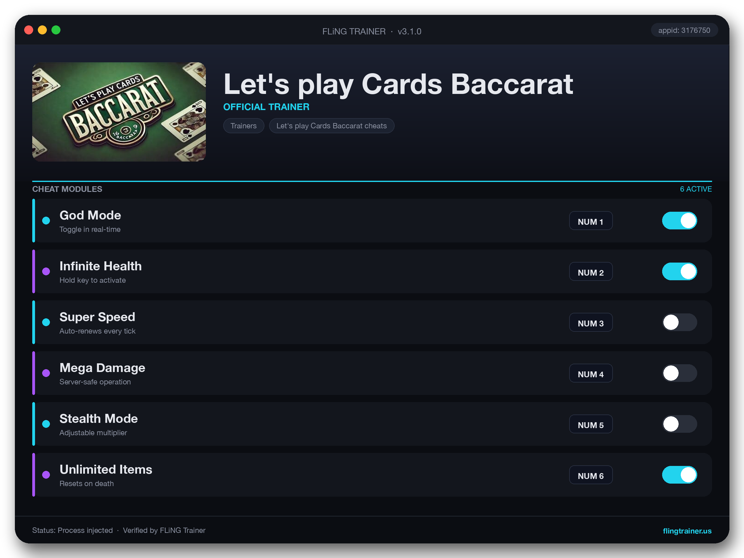 Let's play Cards Baccarat Trainer interface