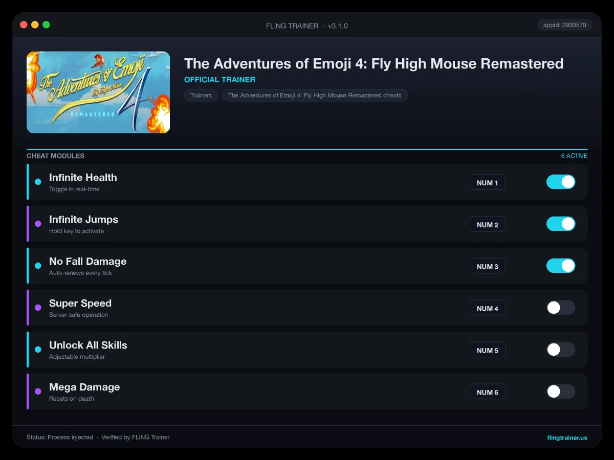 The Adventures of Emoji 4: Fly High Mouse Remastered Trainer interface