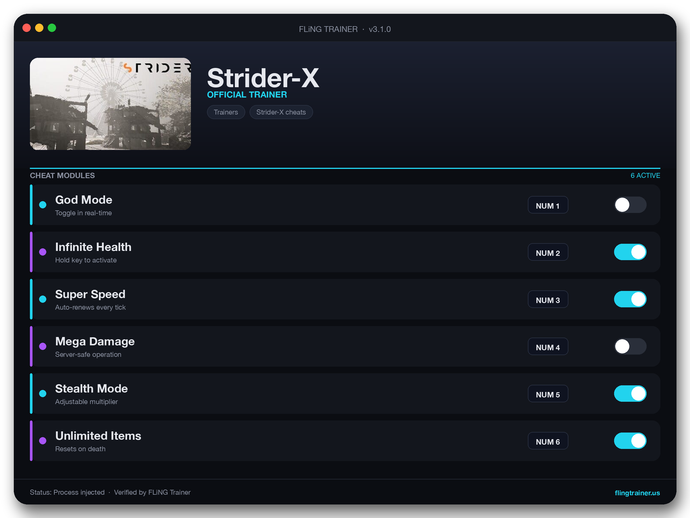 Strider-X Trainer interface