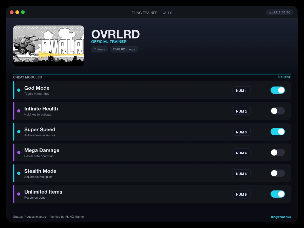 OVRLRD Trainer interface